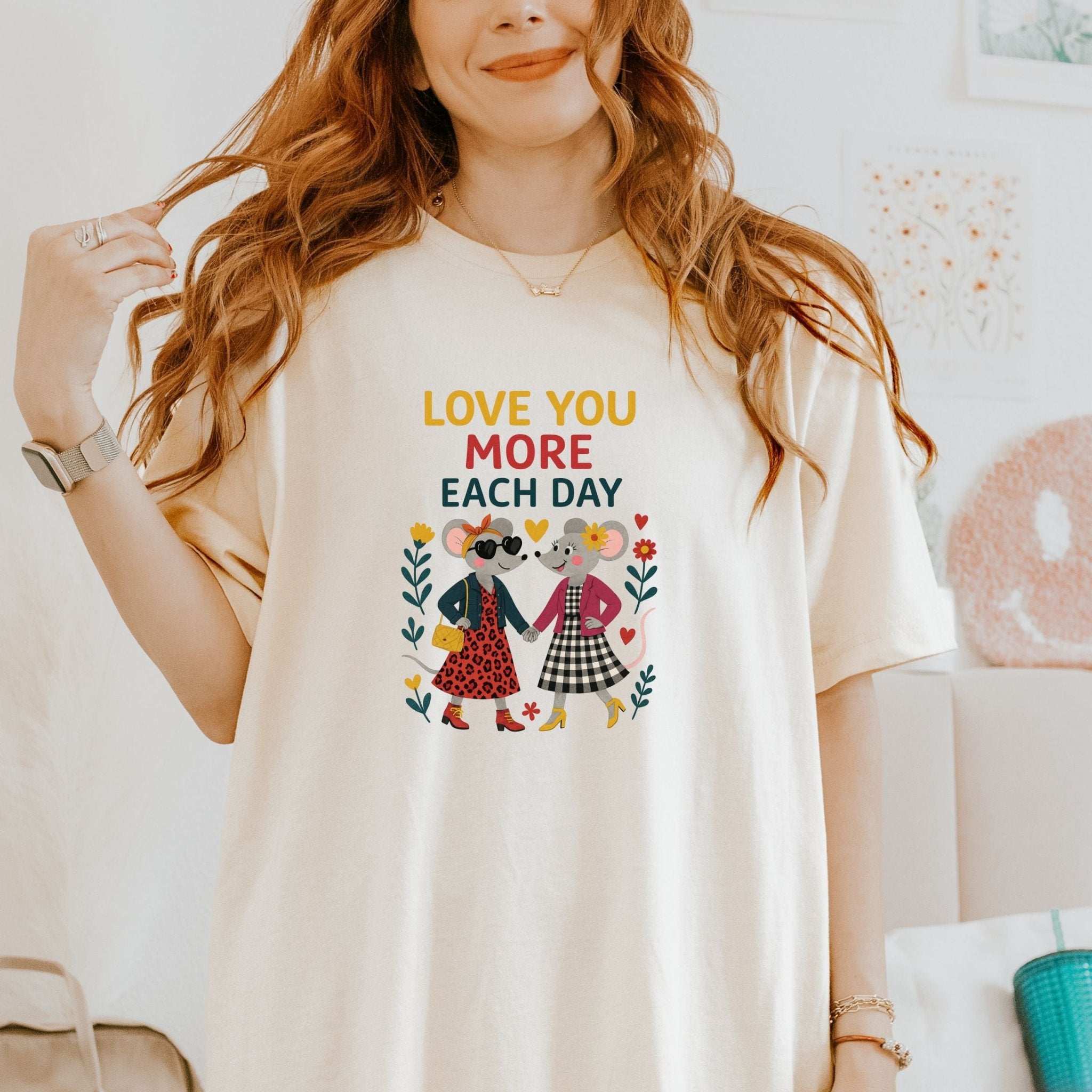 Love You More Each Day T-Shirt, Lesbian Couple Gift Shirt, LGBTQ Anniversary Tee - Craig Michael Design