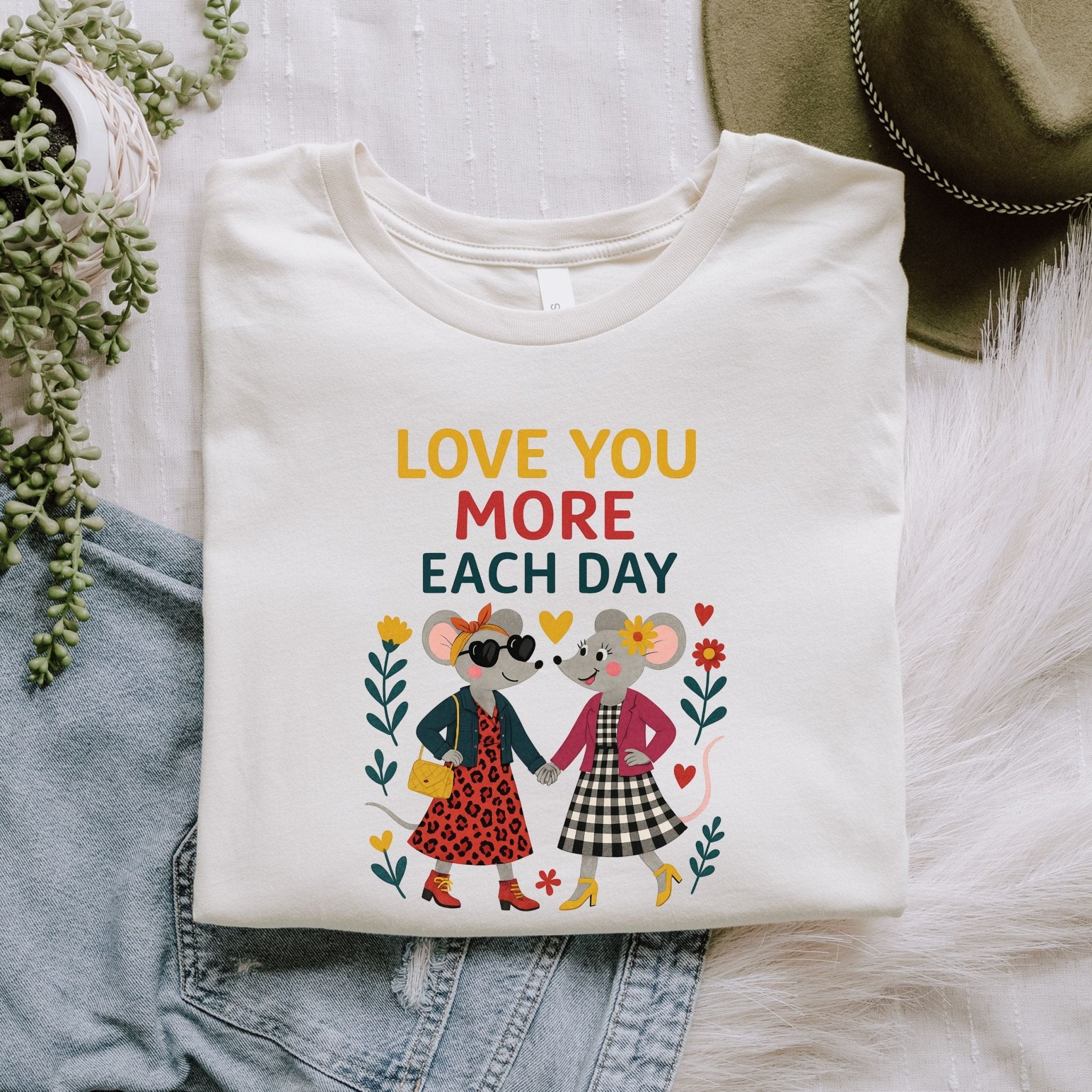Love You More Each Day T-Shirt, Lesbian Couple Gift Shirt, LGBTQ Anniversary Tee - Craig Michael Design