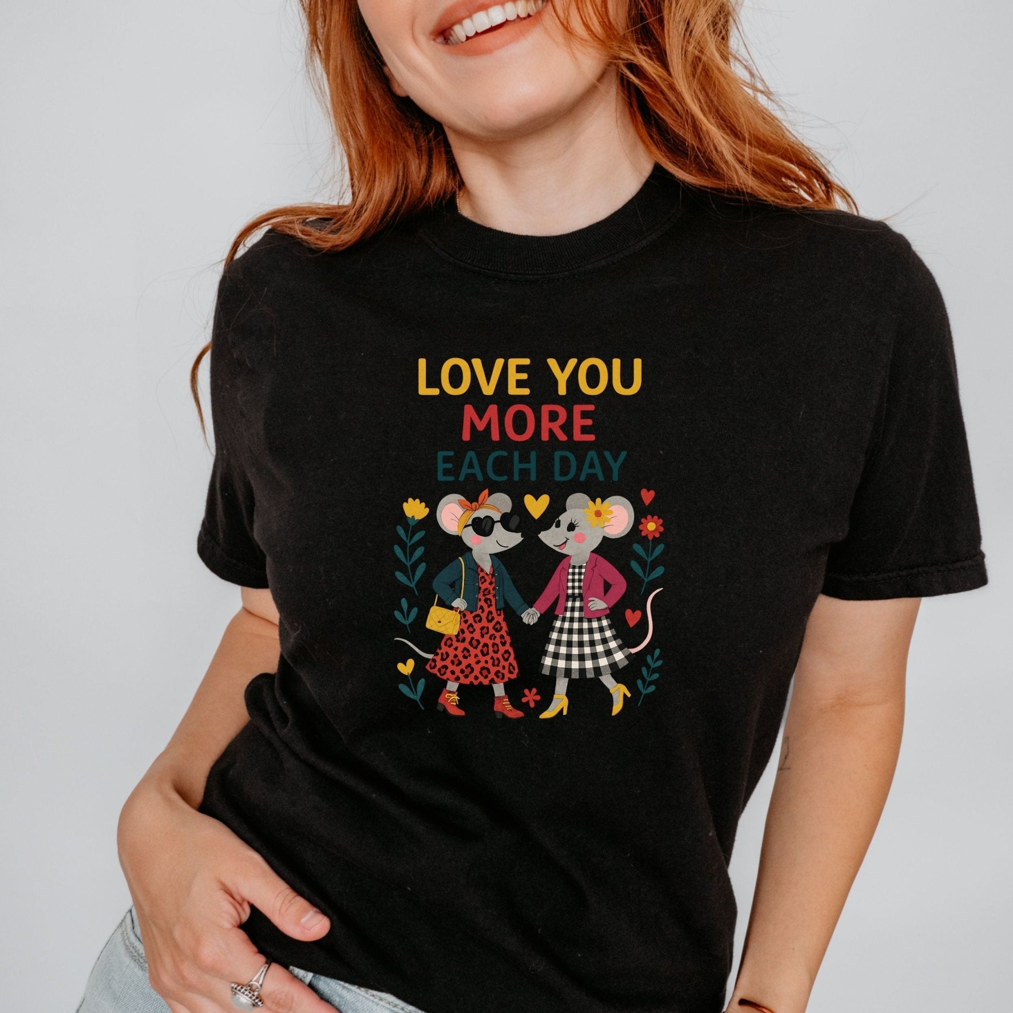 Love You More Each Day T-Shirt, Lesbian Couple Gift Shirt, LGBTQ Anniversary Tee - Craig Michael Design