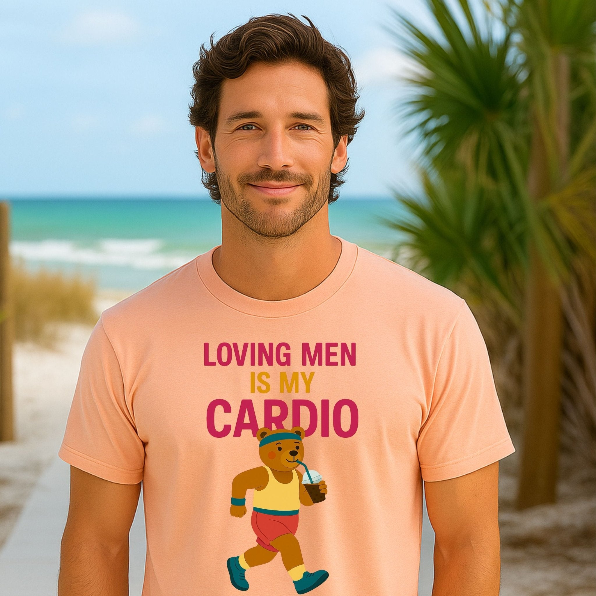 Loving Men Is My Cardio Tee, Funny Gay Bear T-Shirt, LGBTQ Workout Pride Shirt - Craig Michael Design