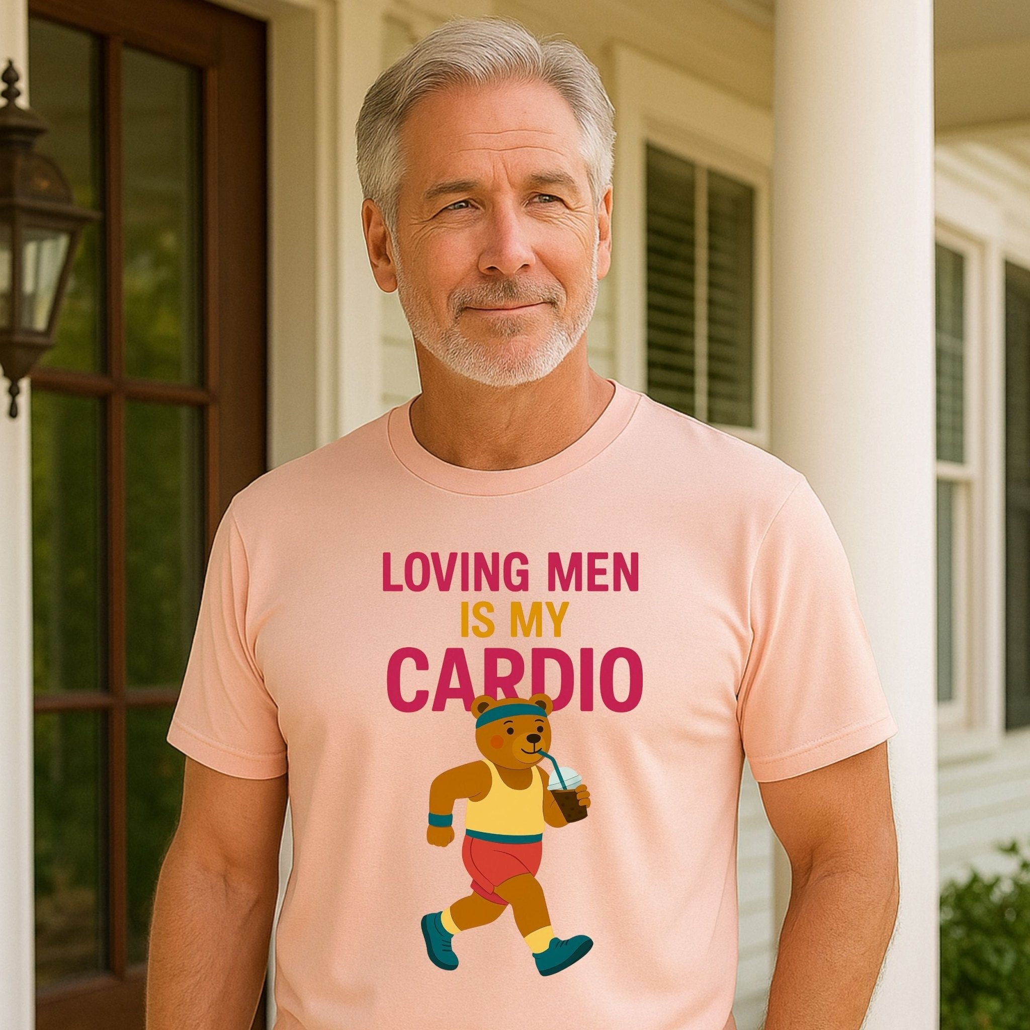 Loving Men Is My Cardio Tee, Funny Gay Bear T-Shirt, LGBTQ Workout Pride Shirt - Craig Michael Design