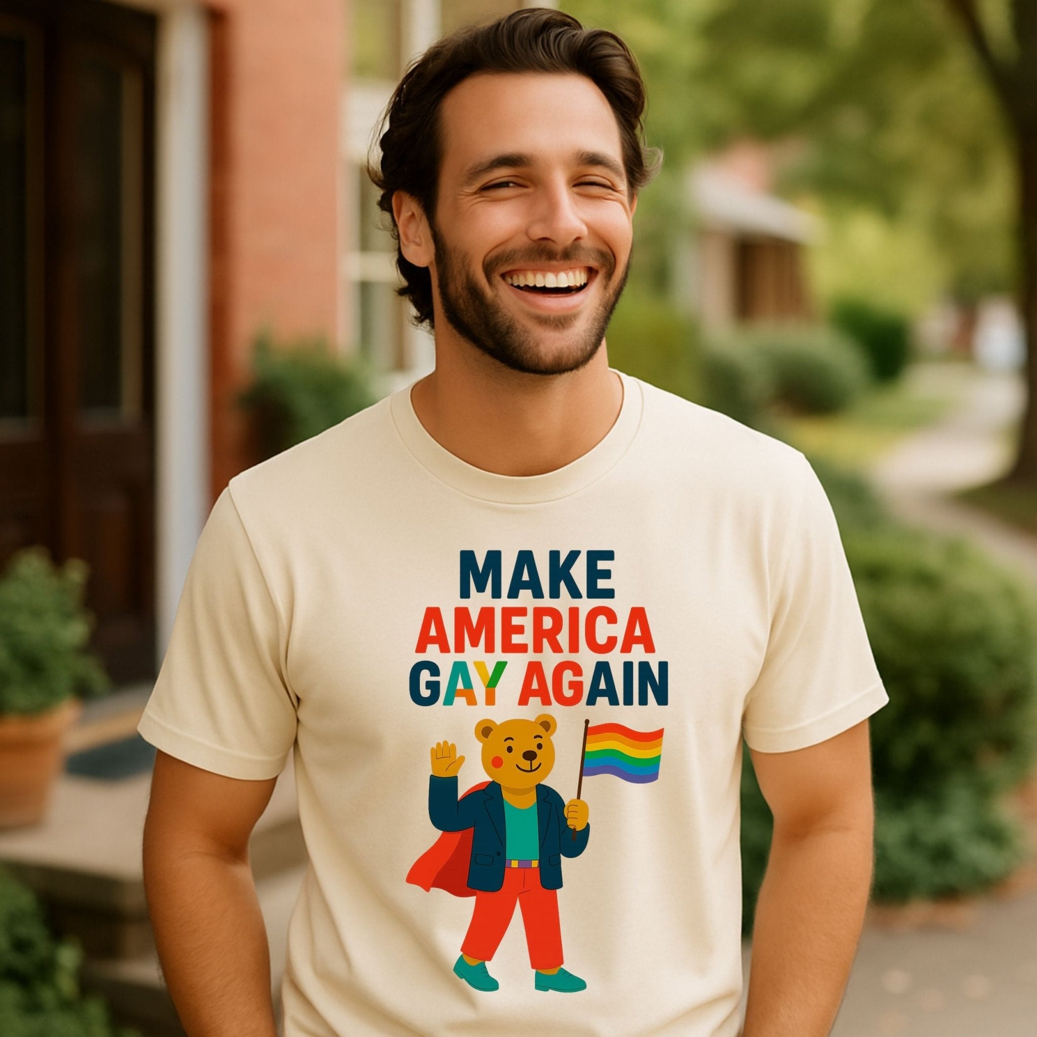 Make America Gay Again Shirt, Funny LGBTQ Super Bear Tee, Pride Parade Protest Top - Craig Michael Design