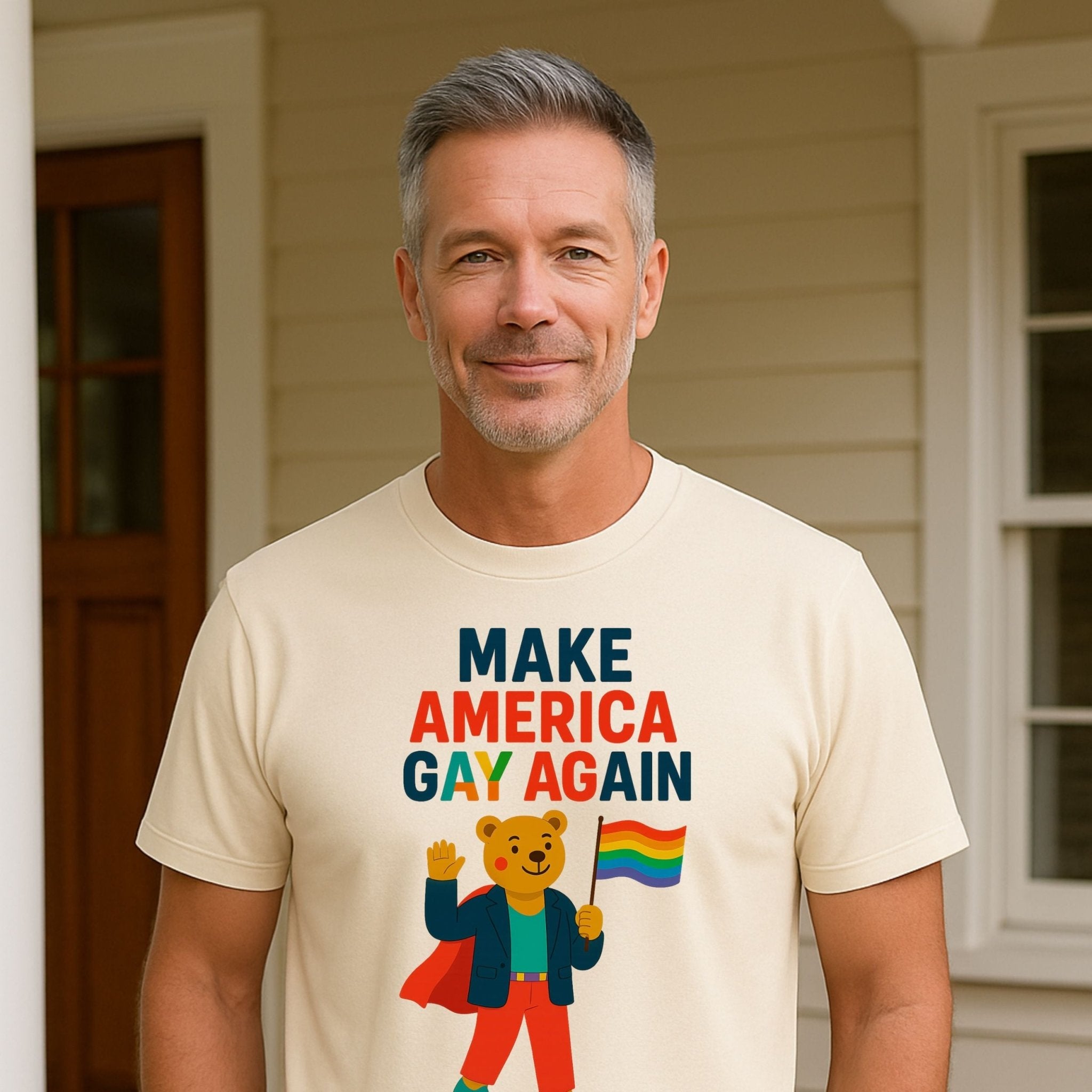 Make America Gay Again Shirt, Funny LGBTQ Super Bear Tee, Pride Parade Protest Top - Craig Michael Design