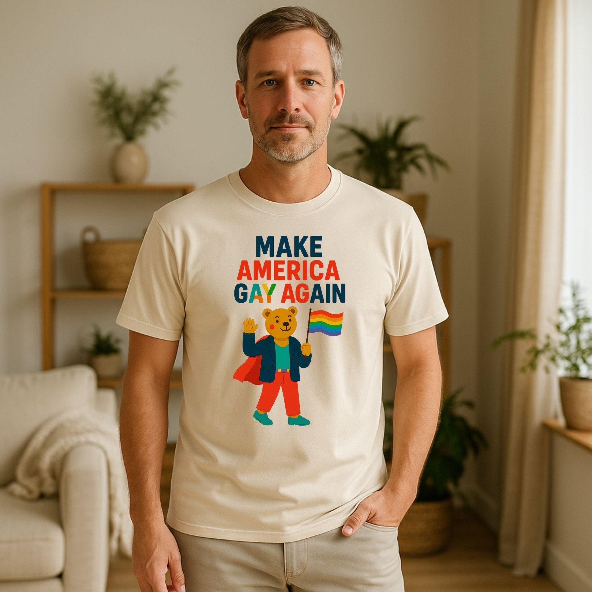 Make America Gay Again Shirt, Funny LGBTQ Super Bear Tee, Pride Parade Protest Top - Craig Michael Design