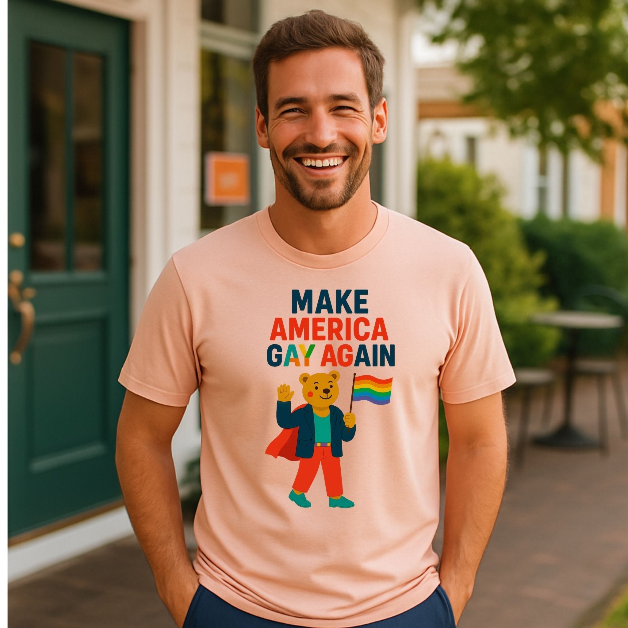 Make America Gay Again Shirt, Funny LGBTQ Super Bear Tee, Pride Parade Protest Top - Craig Michael Design
