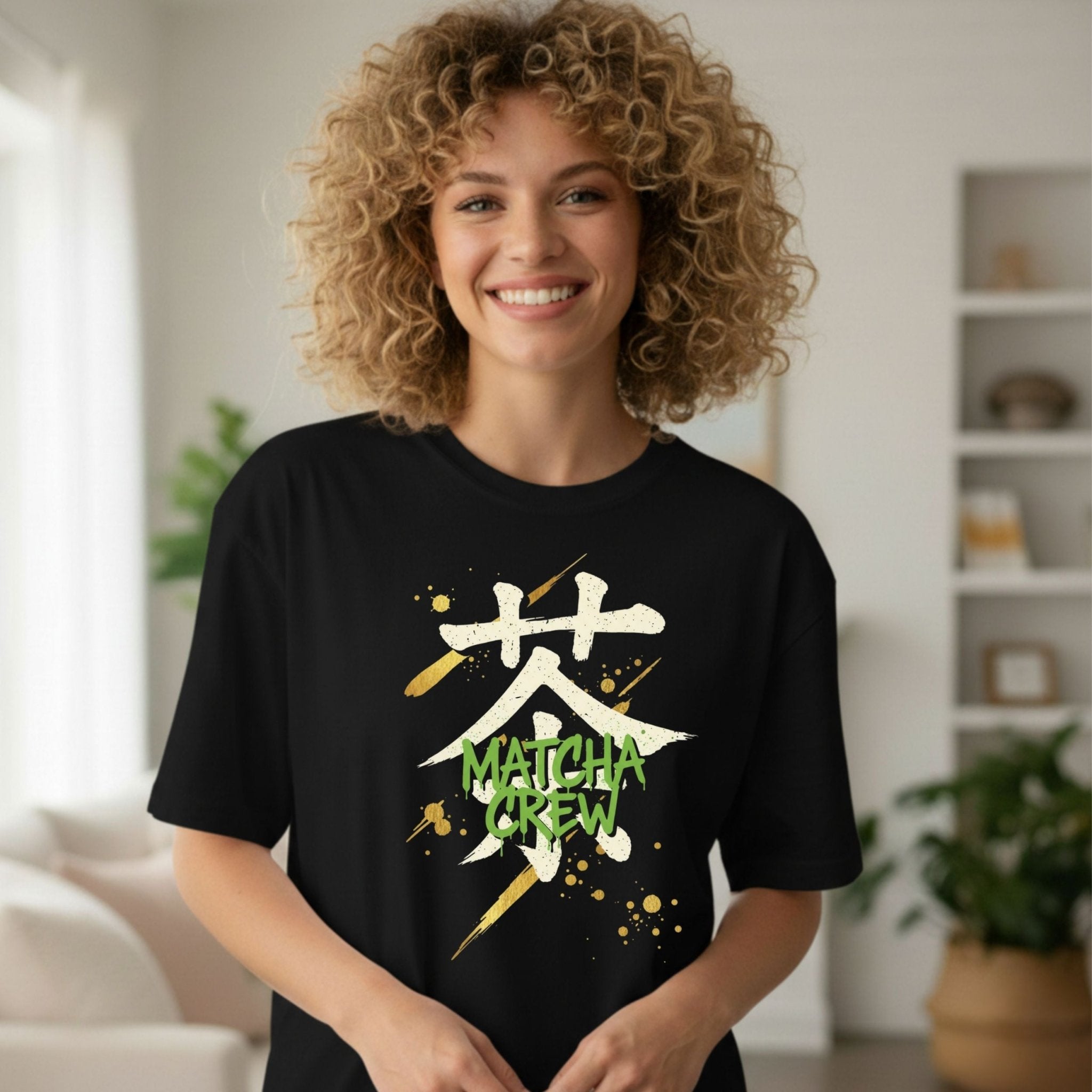 Matcha Crew T-Shirt, Japanese Calligraphy Tee, Green Tea Lover Top, Aesthetic Matcha Shirt, Matcha Gift Idea, Minimalist Matcha T Shirt - Craig Michael Design