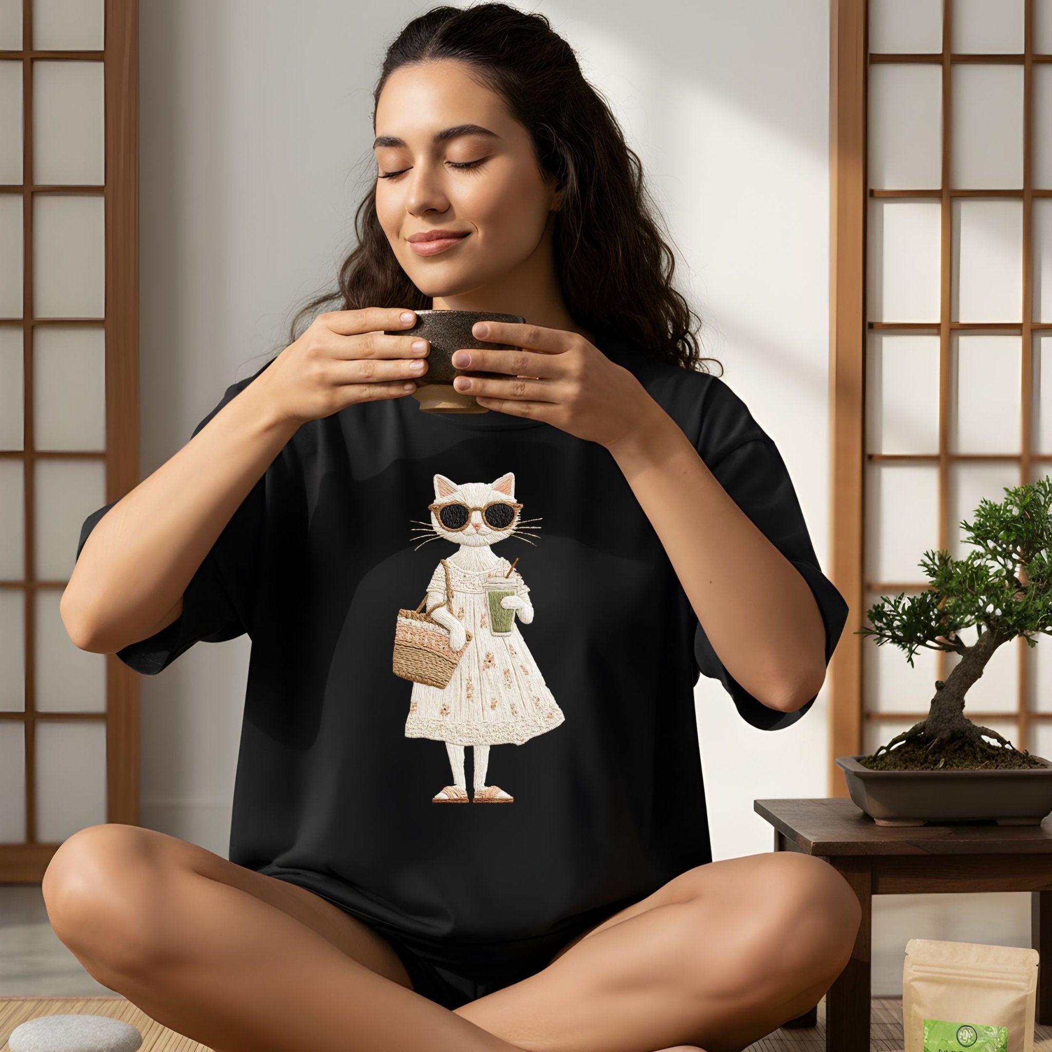 Matcha Latte Kitty T-Shirt – Neutral Outfit Edition - Craig Michael Design