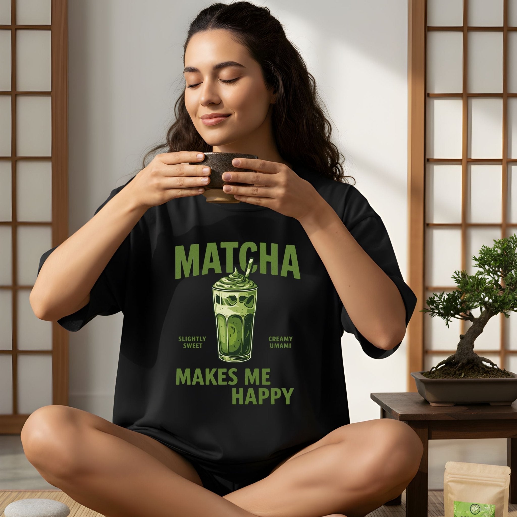 Matcha Makes Me Happy T-Shirt, Matcha Lover Tee, Iced Green Tea Shirt, Japanese Café Aesthetic Top, Matcha Gift for Her - Craig Michael Design