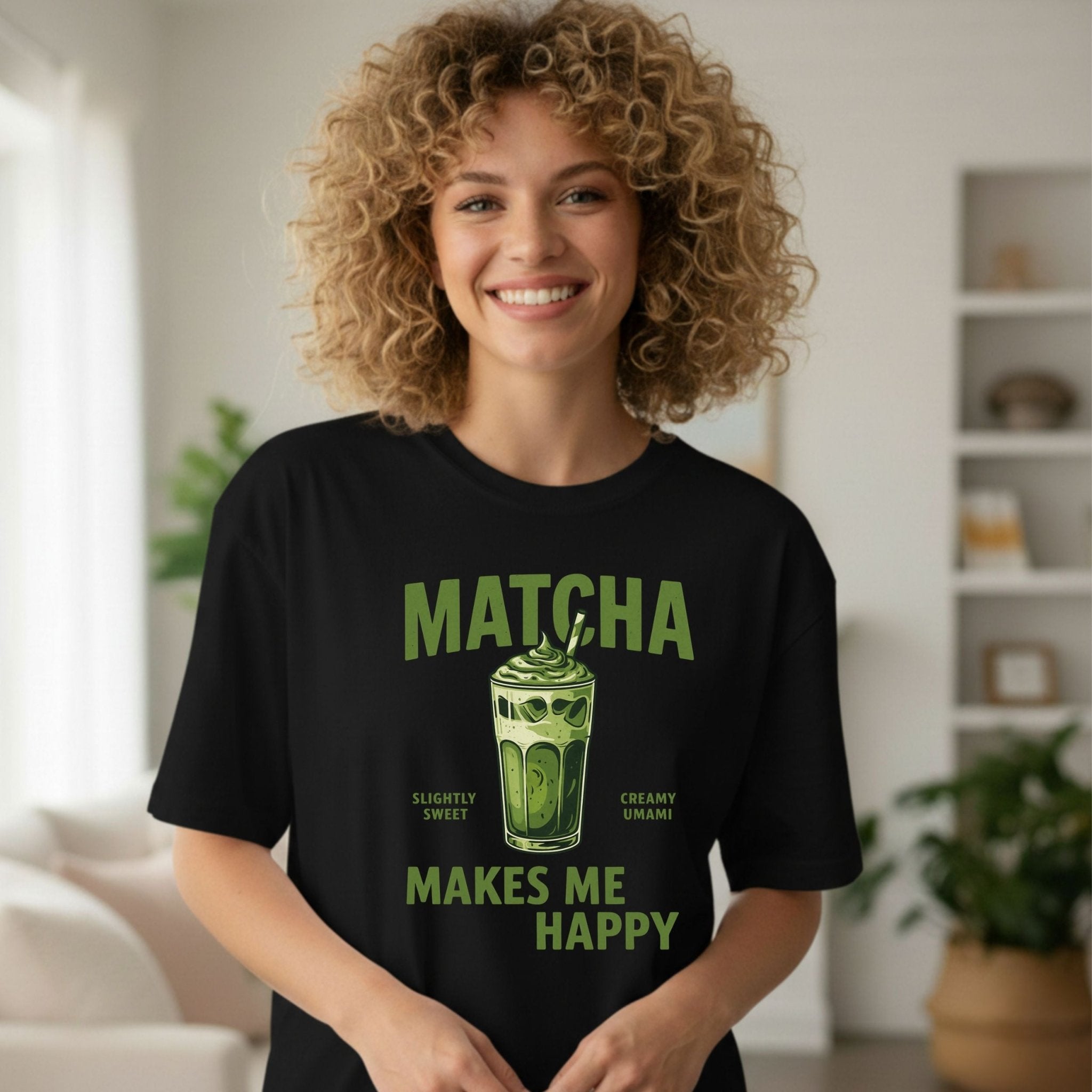 Matcha Makes Me Happy T-Shirt, Matcha Lover Tee, Iced Green Tea Shirt, Japanese Café Aesthetic Top, Matcha Gift for Her - Craig Michael Design
