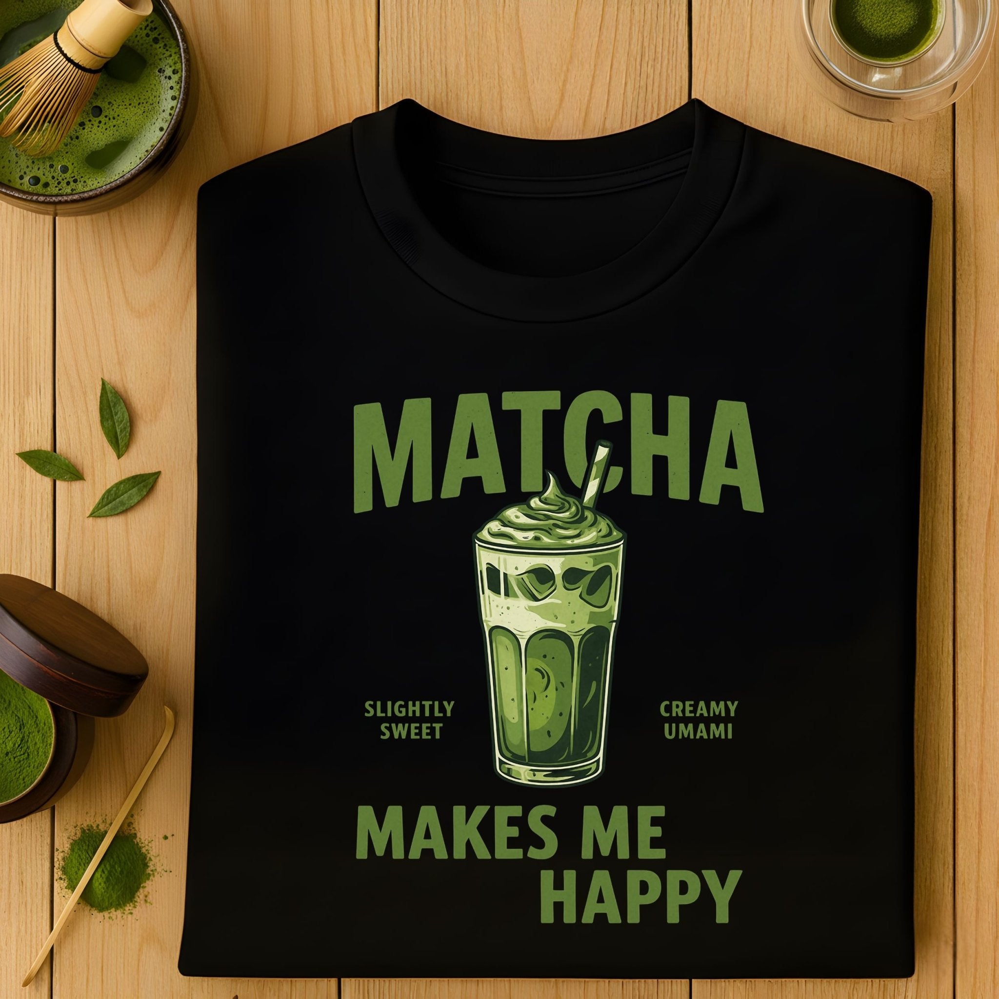 Matcha Makes Me Happy T-Shirt, Matcha Lover Tee, Iced Green Tea Shirt, Japanese Café Aesthetic Top, Matcha Gift for Her - Craig Michael Design