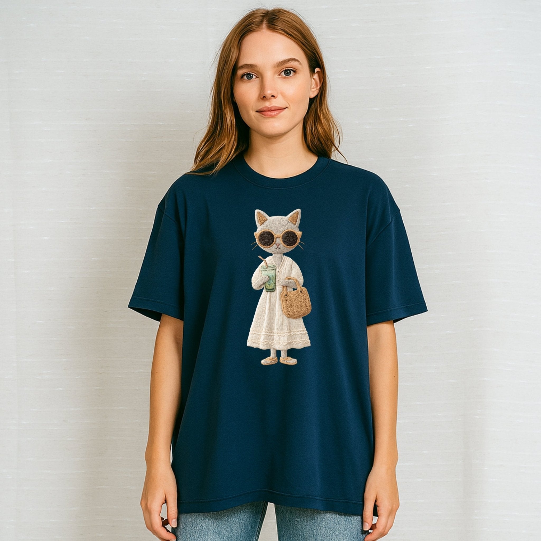 Matcha Moments Kitty T-Shirt – Soft Neutral Style - Craig Michael Design
