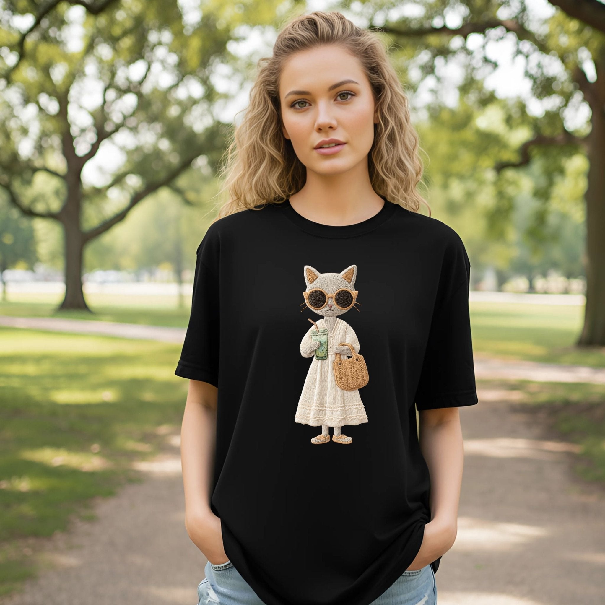 Matcha Moments Kitty T-Shirt – Soft Neutral Style - Craig Michael Design
