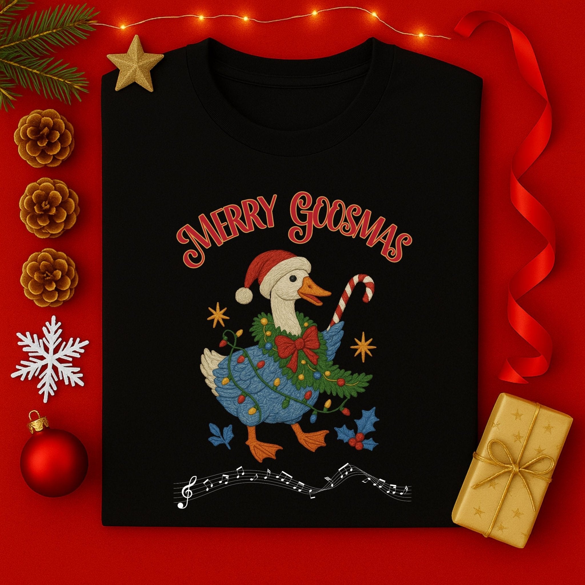 Merry Goosmas Shirt, Funny Christmas Goose T-Shirt, Holiday Bird Graphic Tee - Craig Michael Design