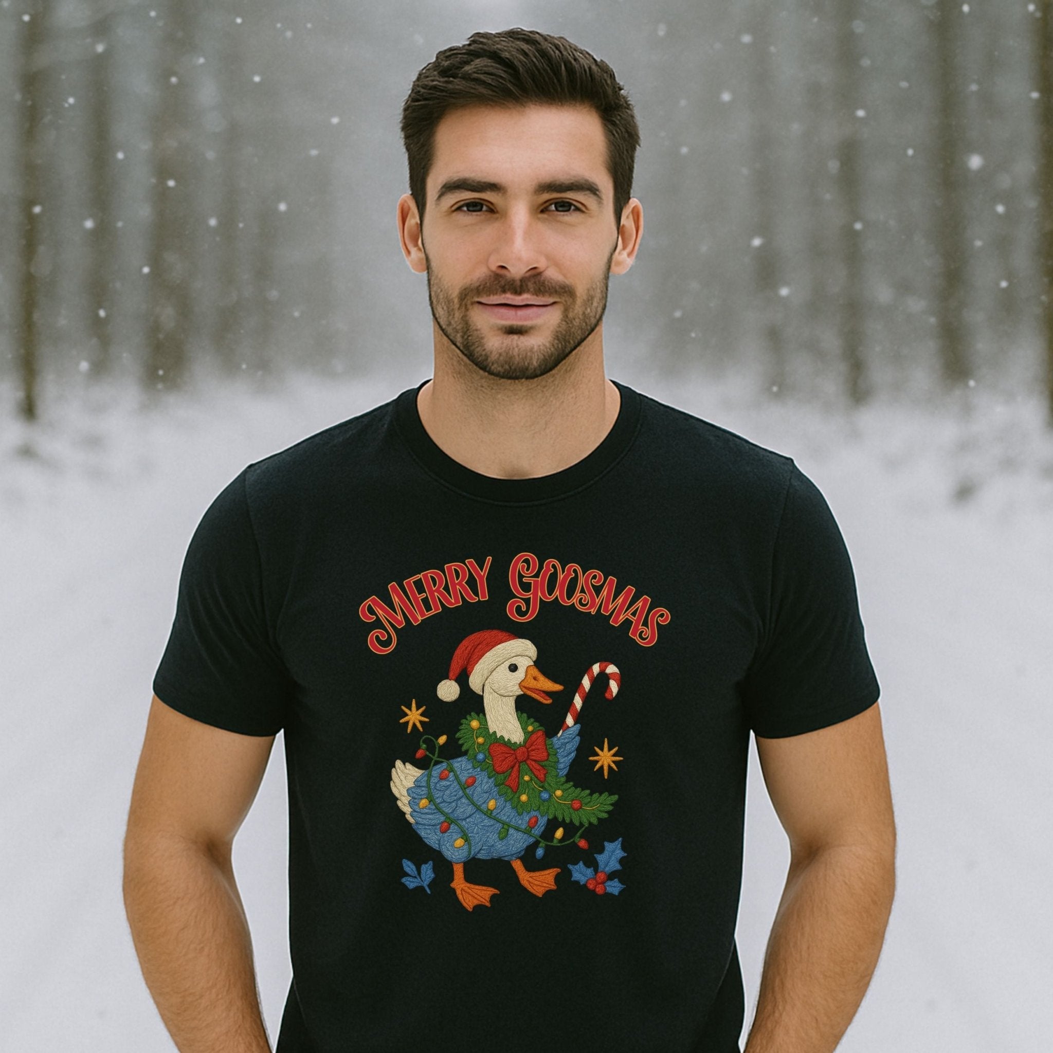 Merry Goosmas Shirt, Funny Christmas Goose T-Shirt, Holiday Bird Graphic Tee - Craig Michael Design