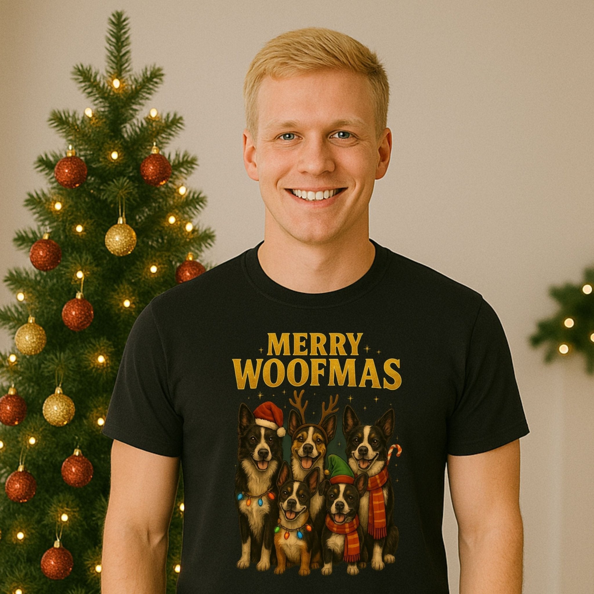 Merry Woofmas Christmas Dog Holiday Season Graphic T-Shirt - Craig Michael Design
