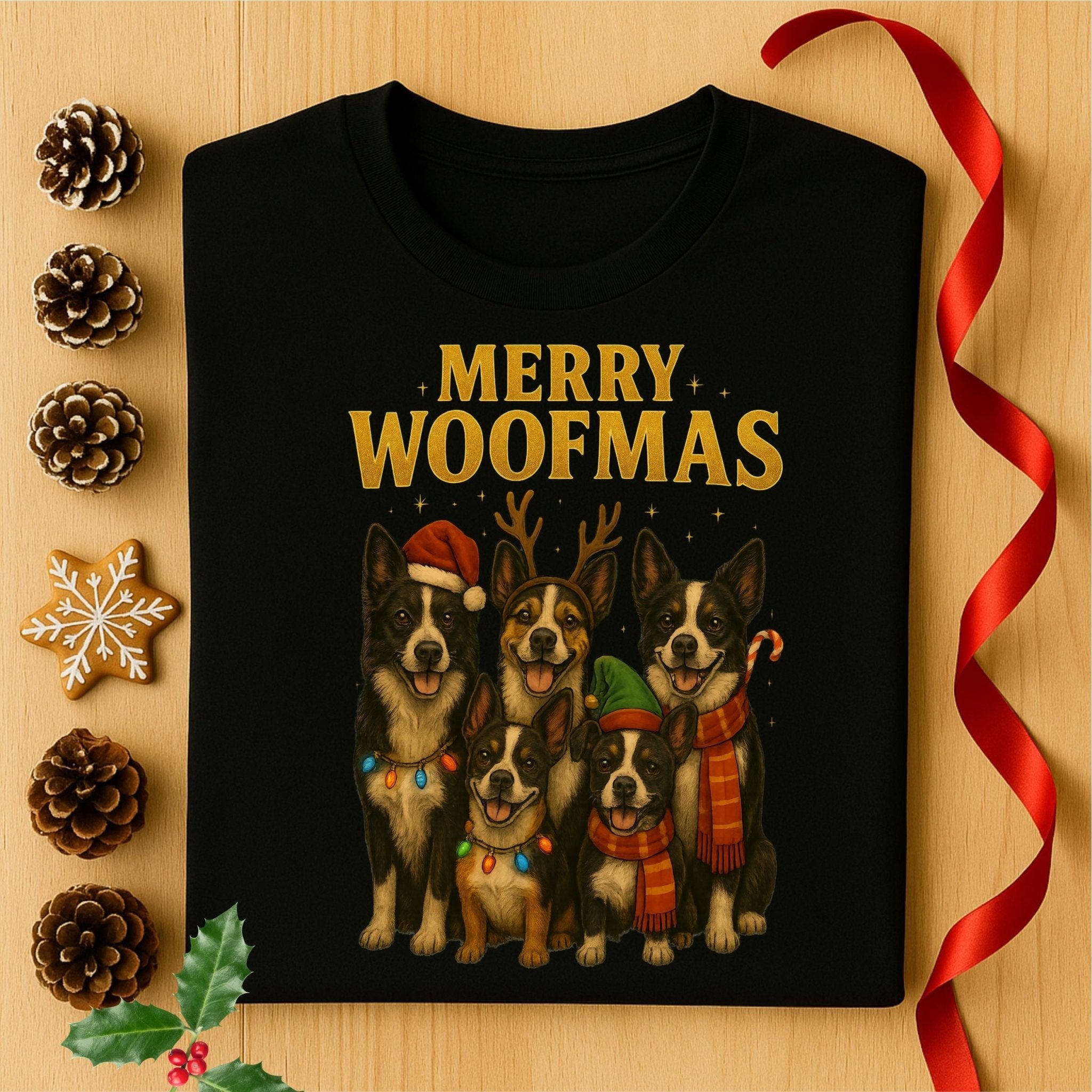 Merry Woofmas Christmas Dog Holiday Season Graphic T-Shirt - Craig Michael Design
