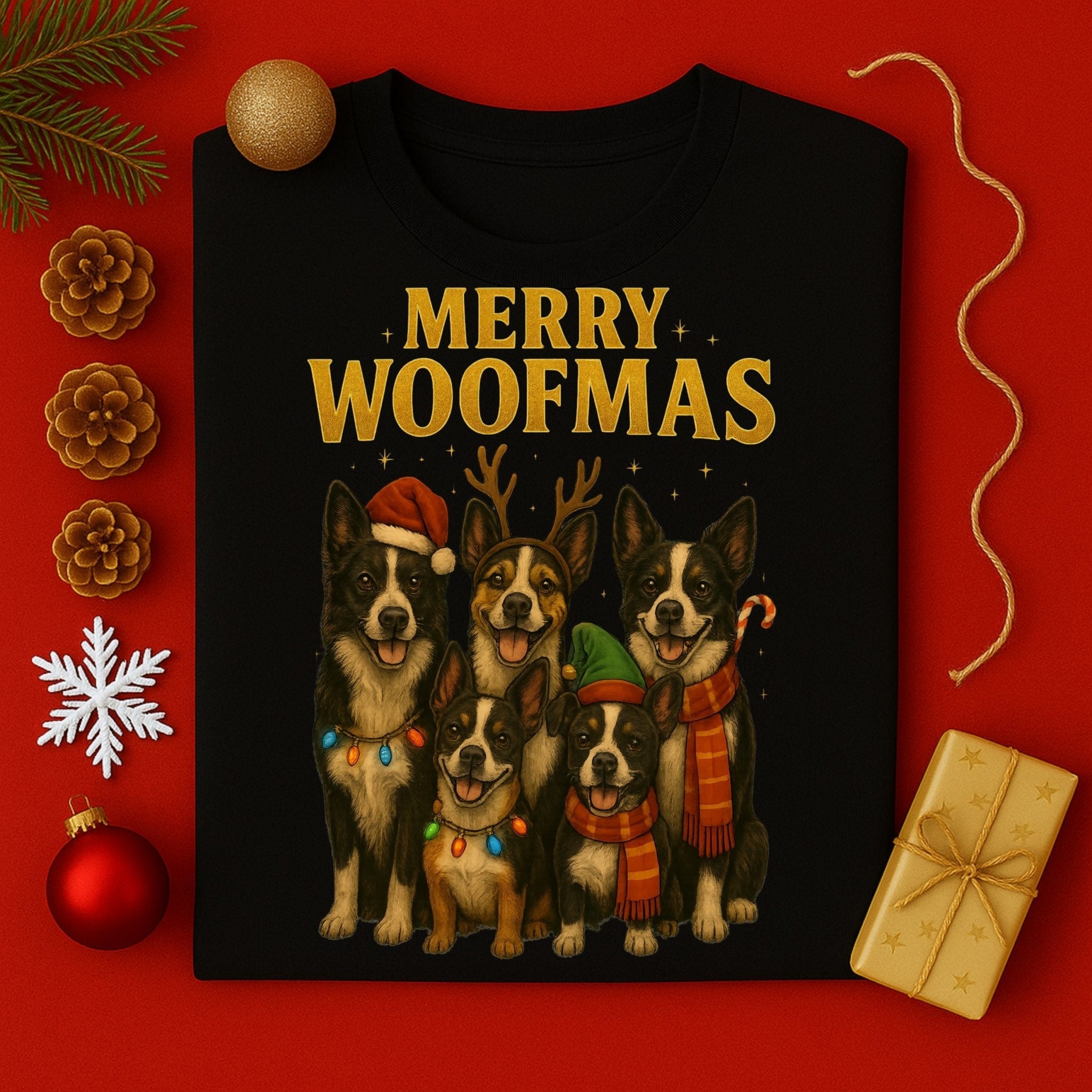 Merry Woofmas Christmas Dog Holiday Season Graphic T-Shirt - Craig Michael Design