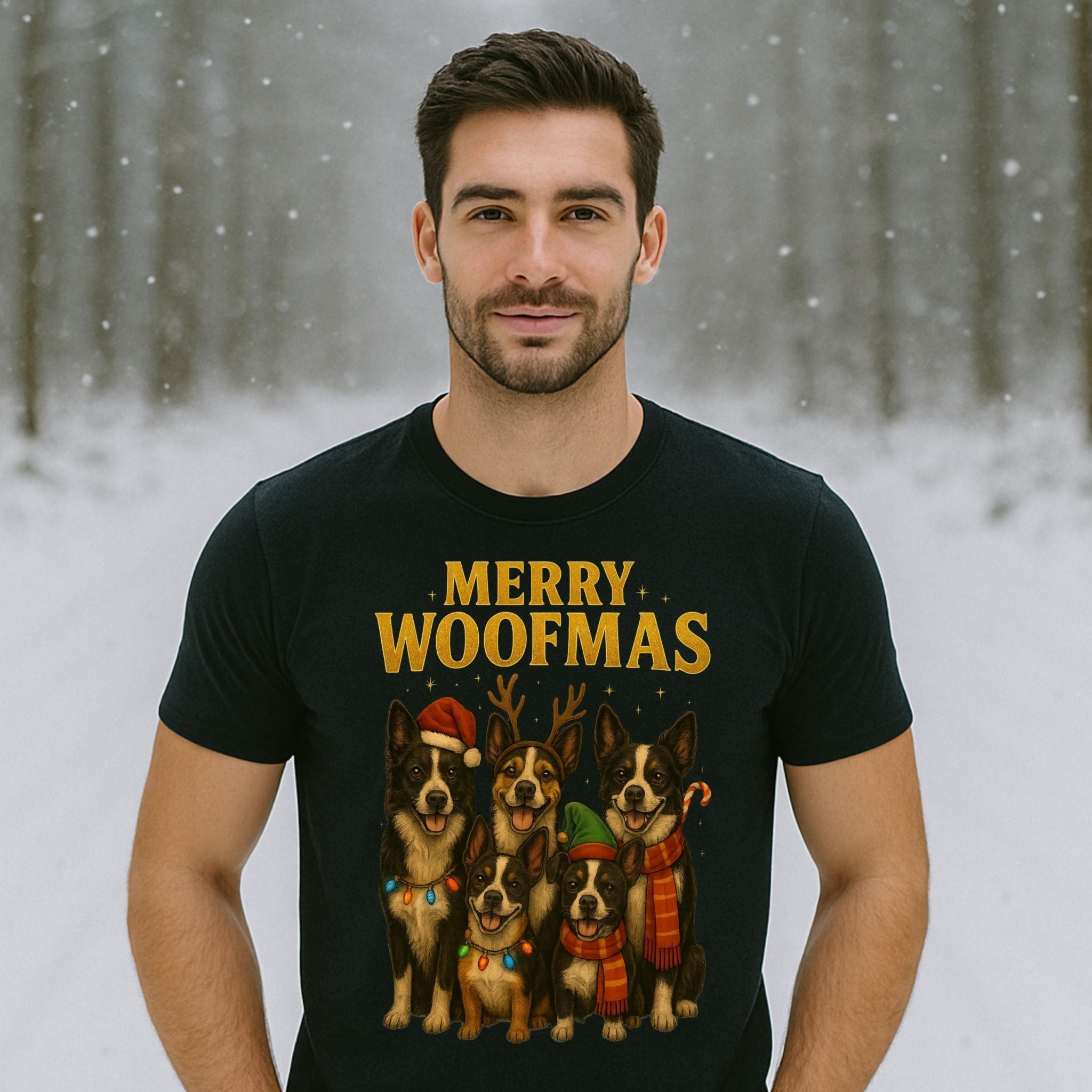 Merry Woofmas Christmas Dog Holiday Season Graphic T-Shirt - Craig Michael Design