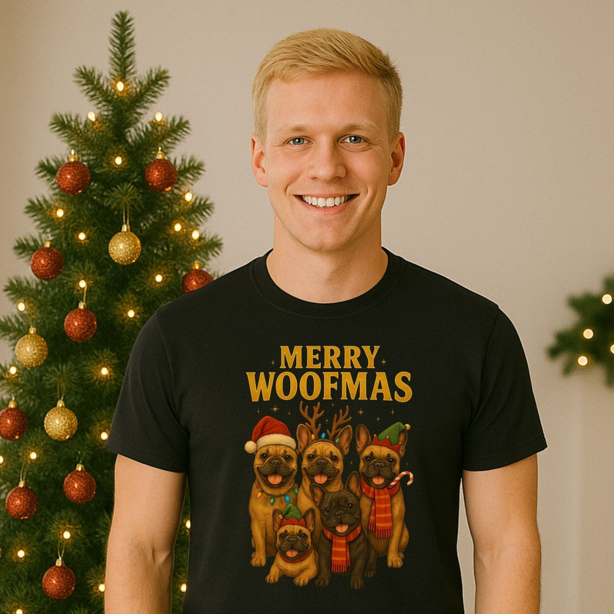Merry Woofmas Christmas Dogs in Hats Holiday Graphic T-Shirt - Craig Michael Design
