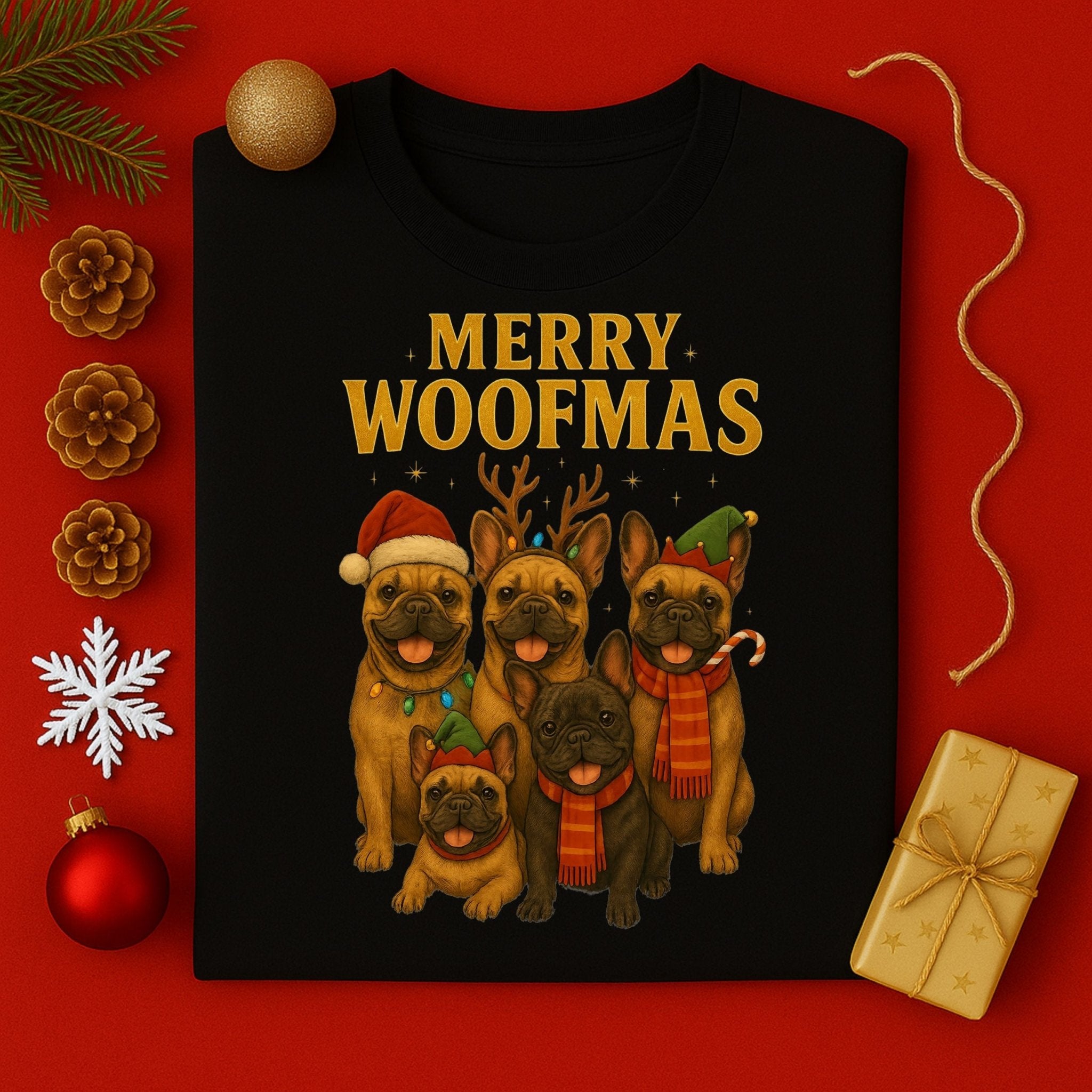 Merry Woofmas Christmas Dogs in Hats Holiday Graphic T-Shirt - Craig Michael Design