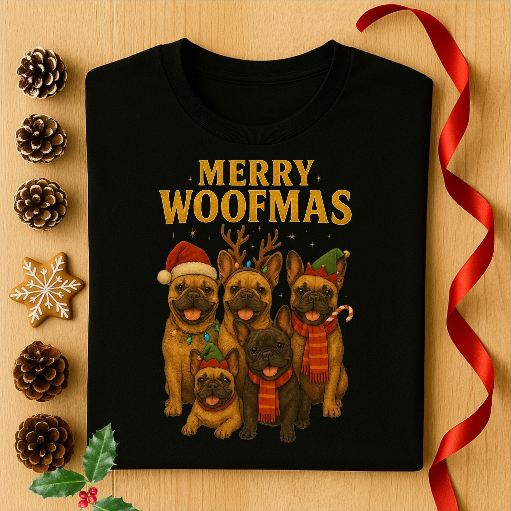 Merry Woofmas Christmas Dogs in Hats Holiday Graphic T-Shirt - Craig Michael Design