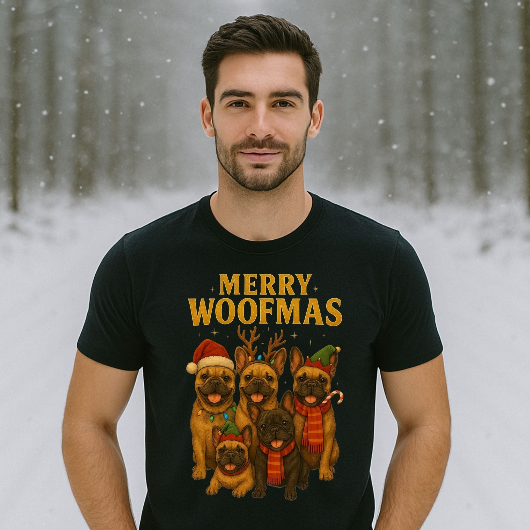 Merry Woofmas Christmas Dogs in Hats Holiday Graphic T-Shirt - Craig Michael Design