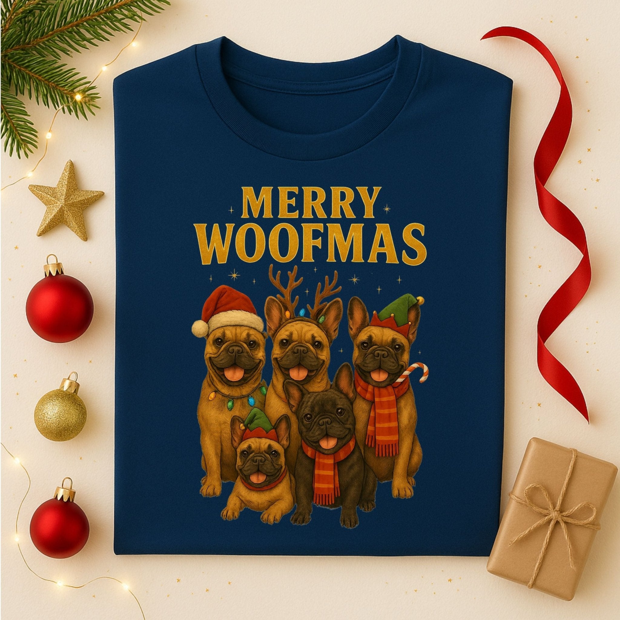 Merry Woofmas Christmas Dogs in Hats Holiday Graphic T-Shirt - Craig Michael Design