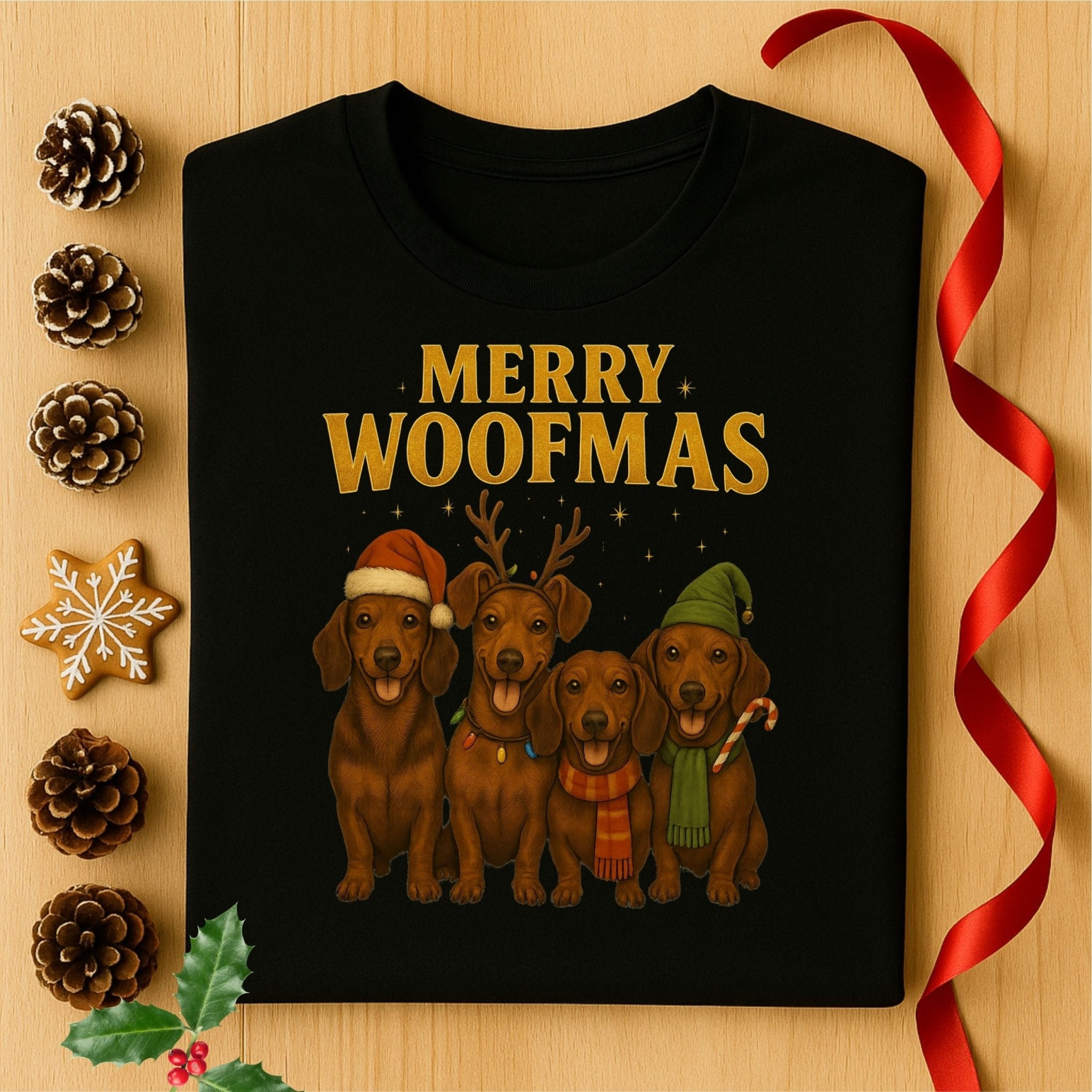 Merry Woofmas Dachshund Dogs Christmas Holiday Season T-Shirt - Craig Michael Design