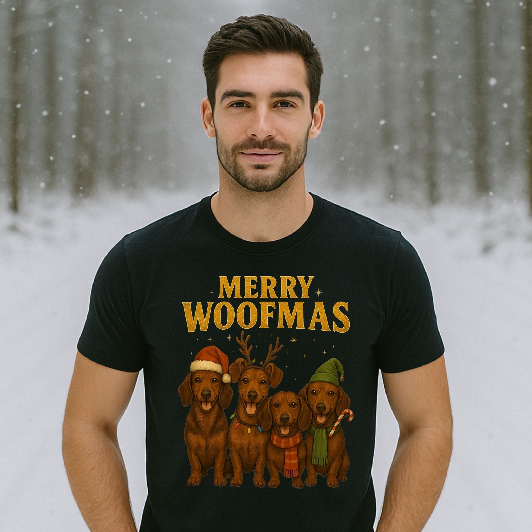 Merry Woofmas Dachshund Dogs Christmas Holiday Season T-Shirt - Craig Michael Design