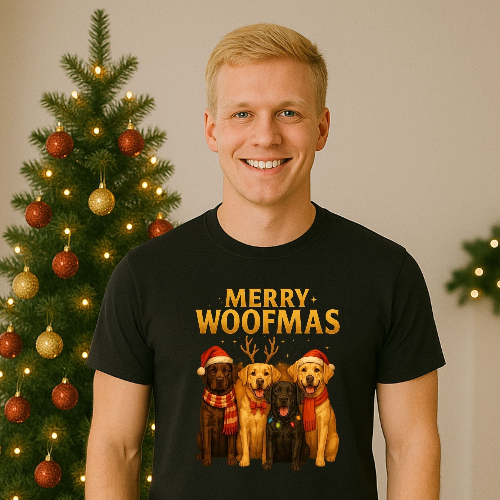 Merry Woofmas Dogs Group Portrait Holiday Celebration T-Shirt - Craig Michael Design