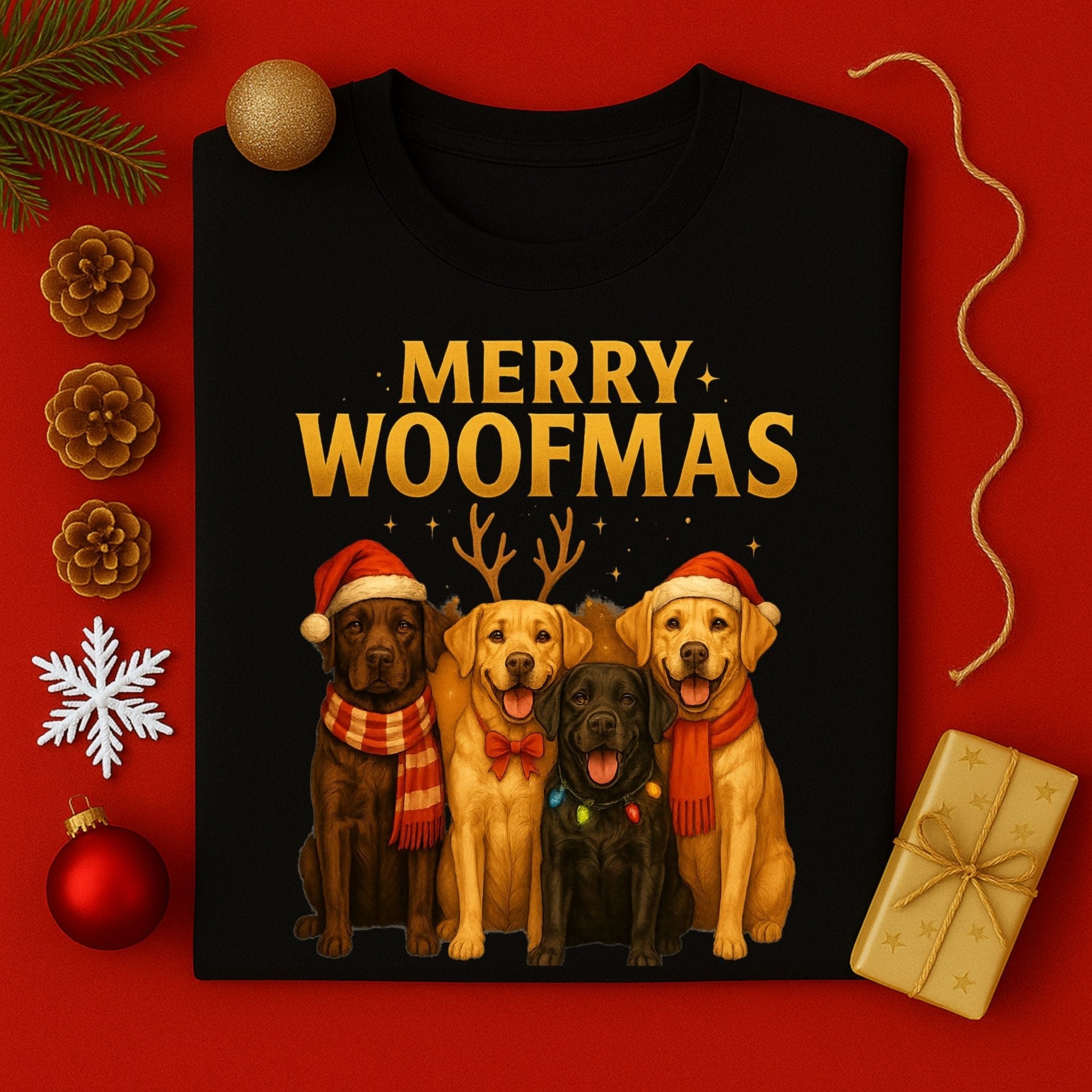 Merry Woofmas Dogs Group Portrait Holiday Celebration T-Shirt - Craig Michael Design