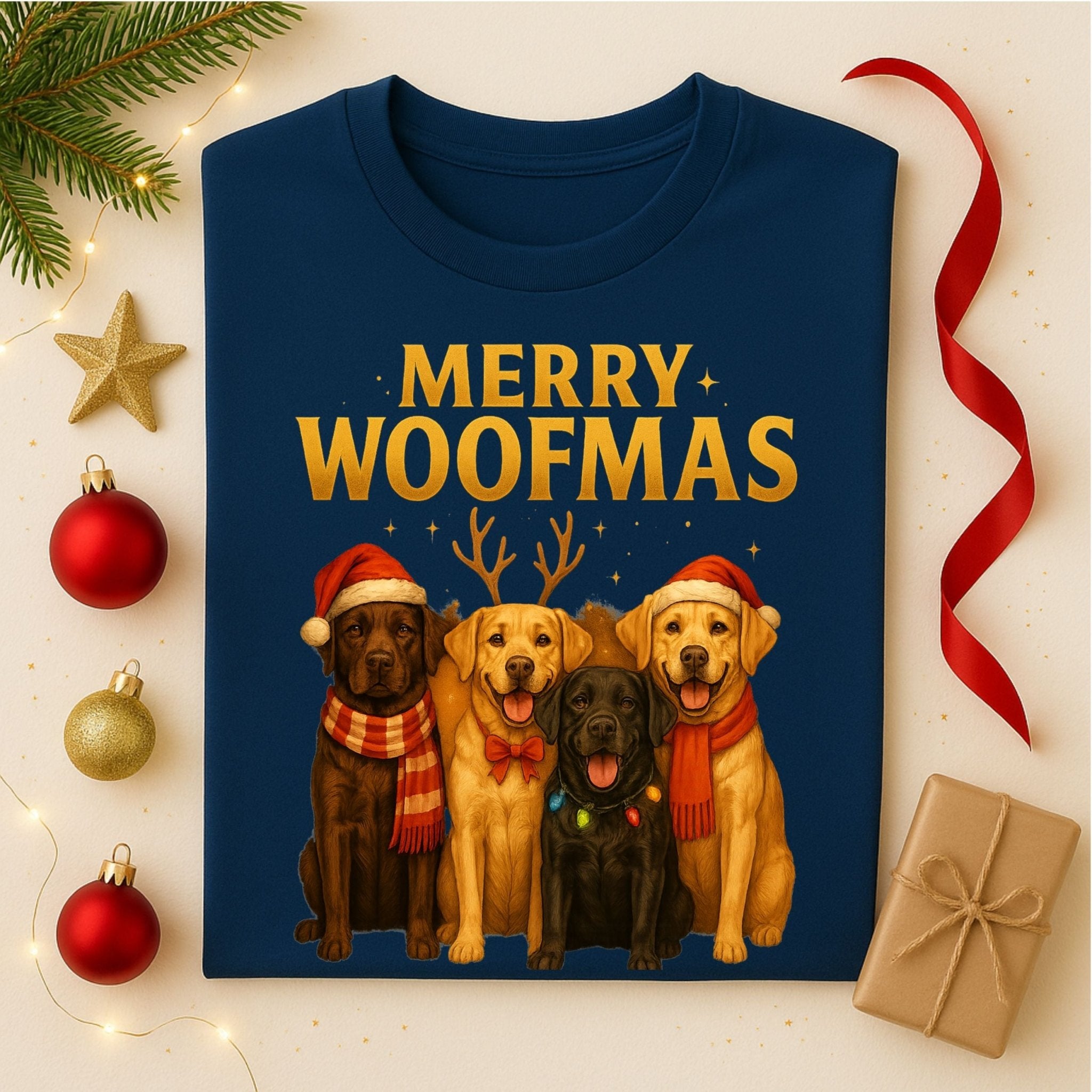 Merry Woofmas Dogs Group Portrait Holiday Celebration T-Shirt - Craig Michael Design