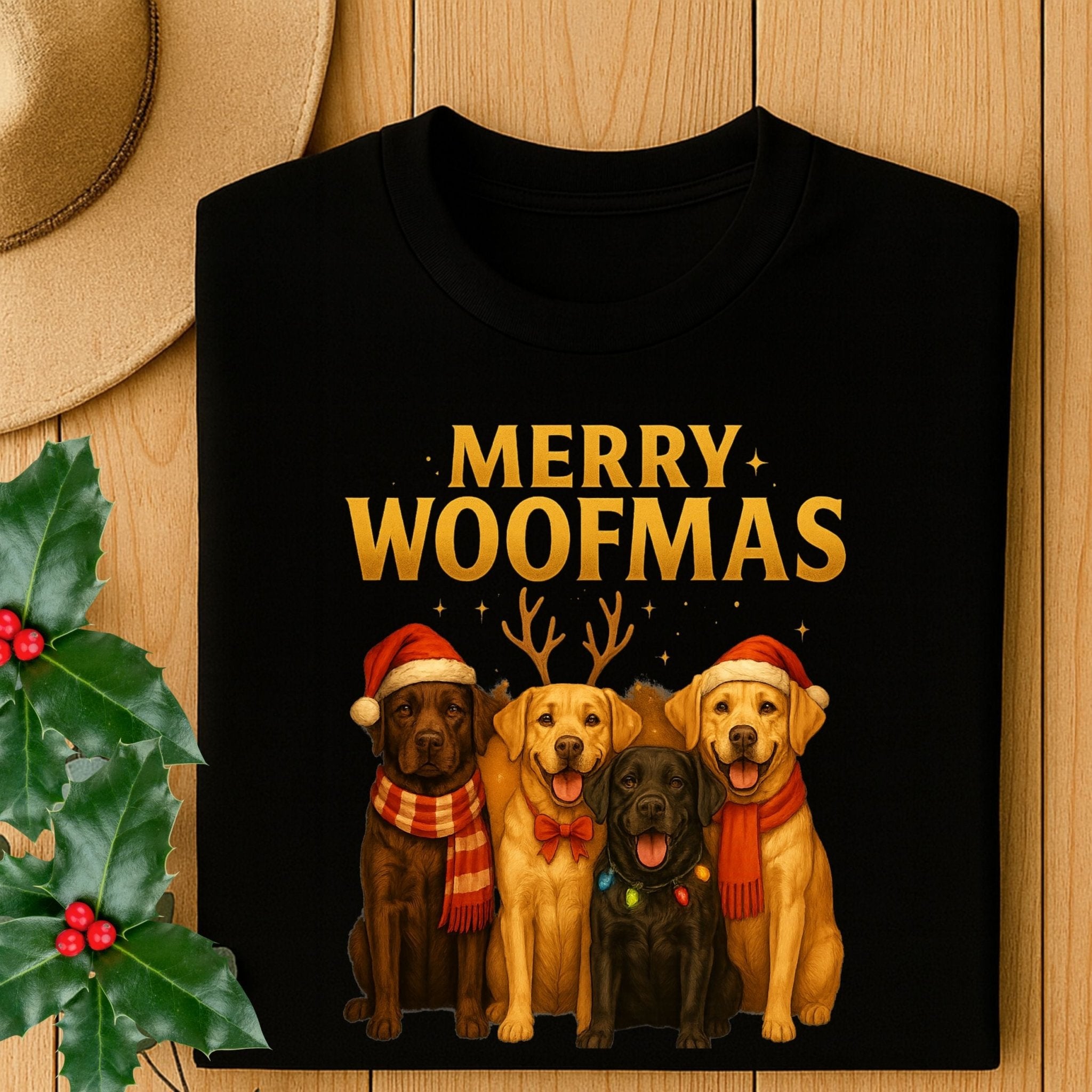 Merry Woofmas Dogs Group Portrait Holiday Celebration T-Shirt - Craig Michael Design