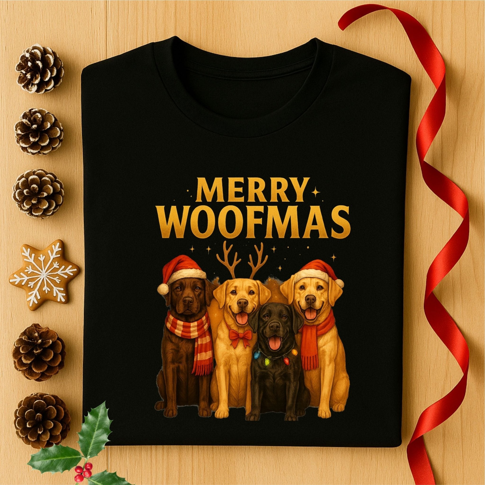 Merry Woofmas Dogs Group Portrait Holiday Celebration T-Shirt - Craig Michael Design