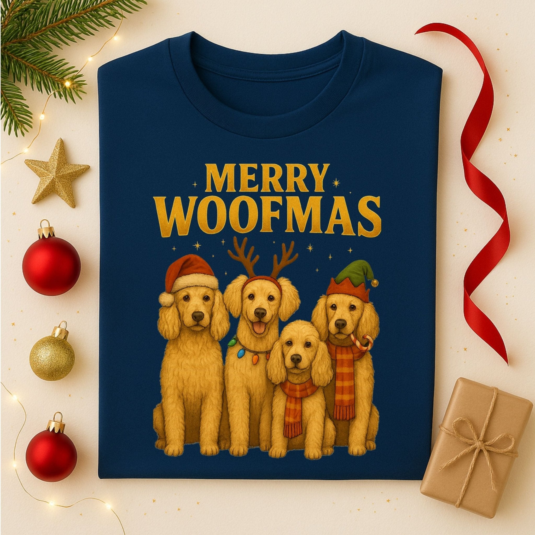 Merry Woofmas Golden Retriever Dogs For Christmas T-Shirt - Craig Michael Design