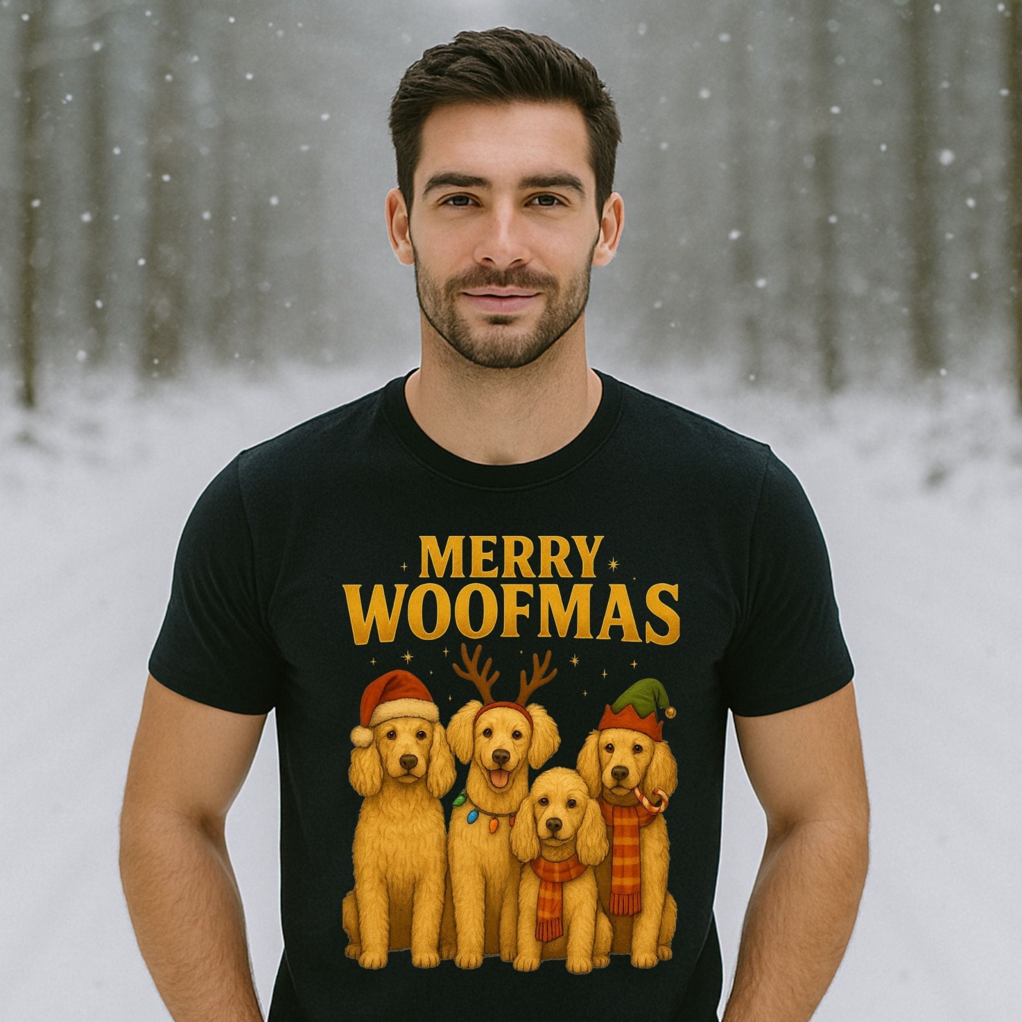 Merry Woofmas Golden Retriever Dogs For Christmas T-Shirt - Craig Michael Design