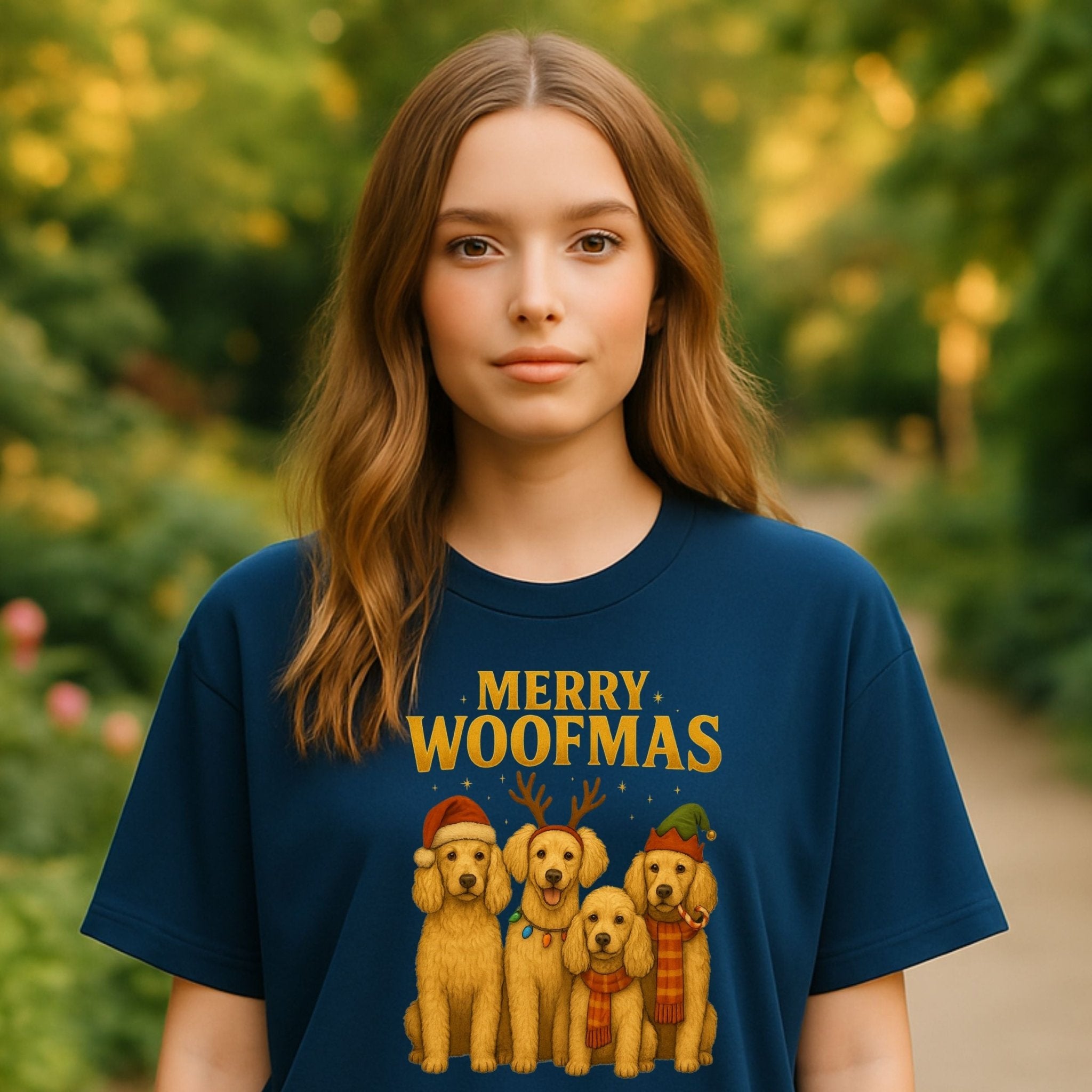 Merry Woofmas Golden Retriever Dogs For Christmas T-Shirt - Craig Michael Design