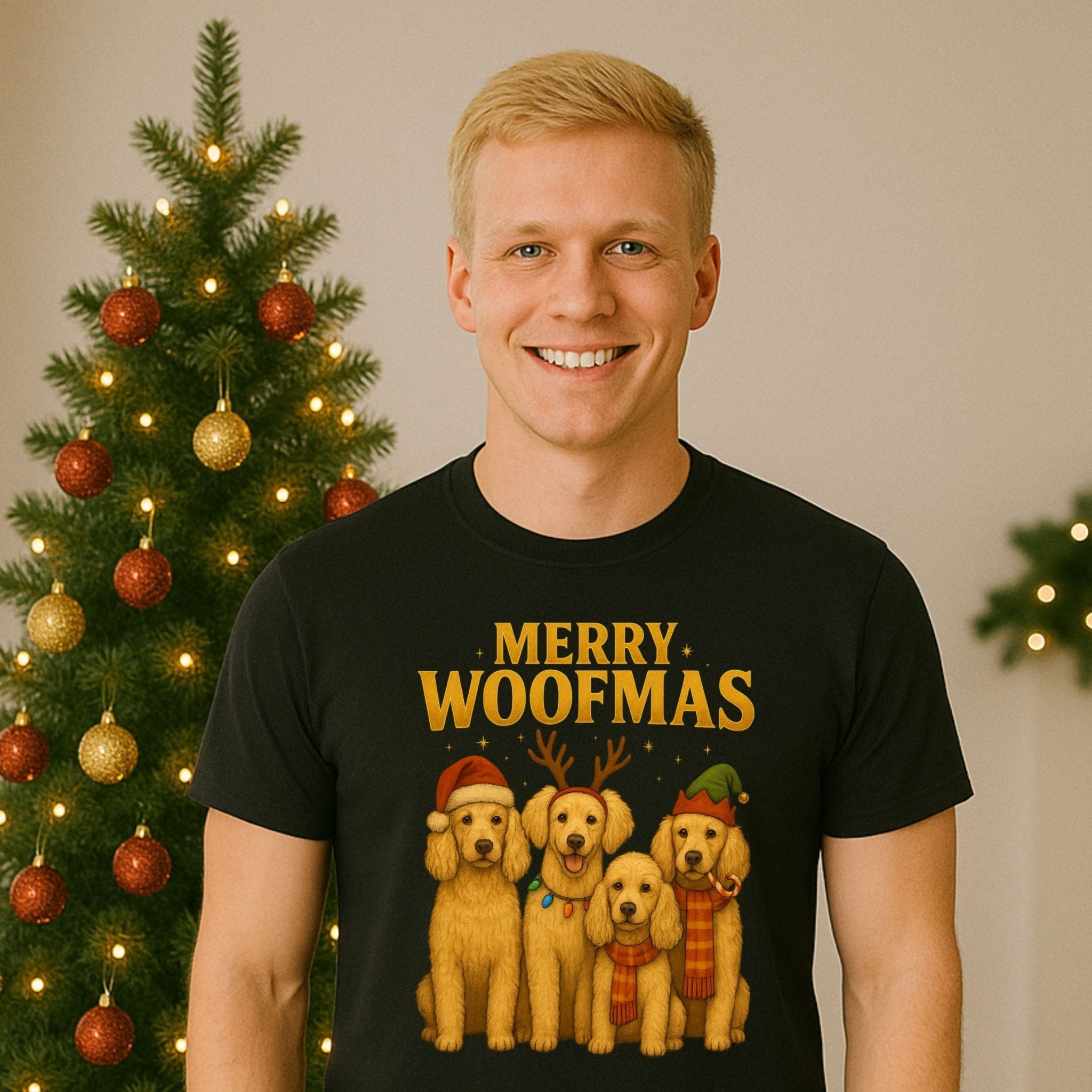 Merry Woofmas Golden Retriever Dogs For Christmas T-Shirt - Craig Michael Design
