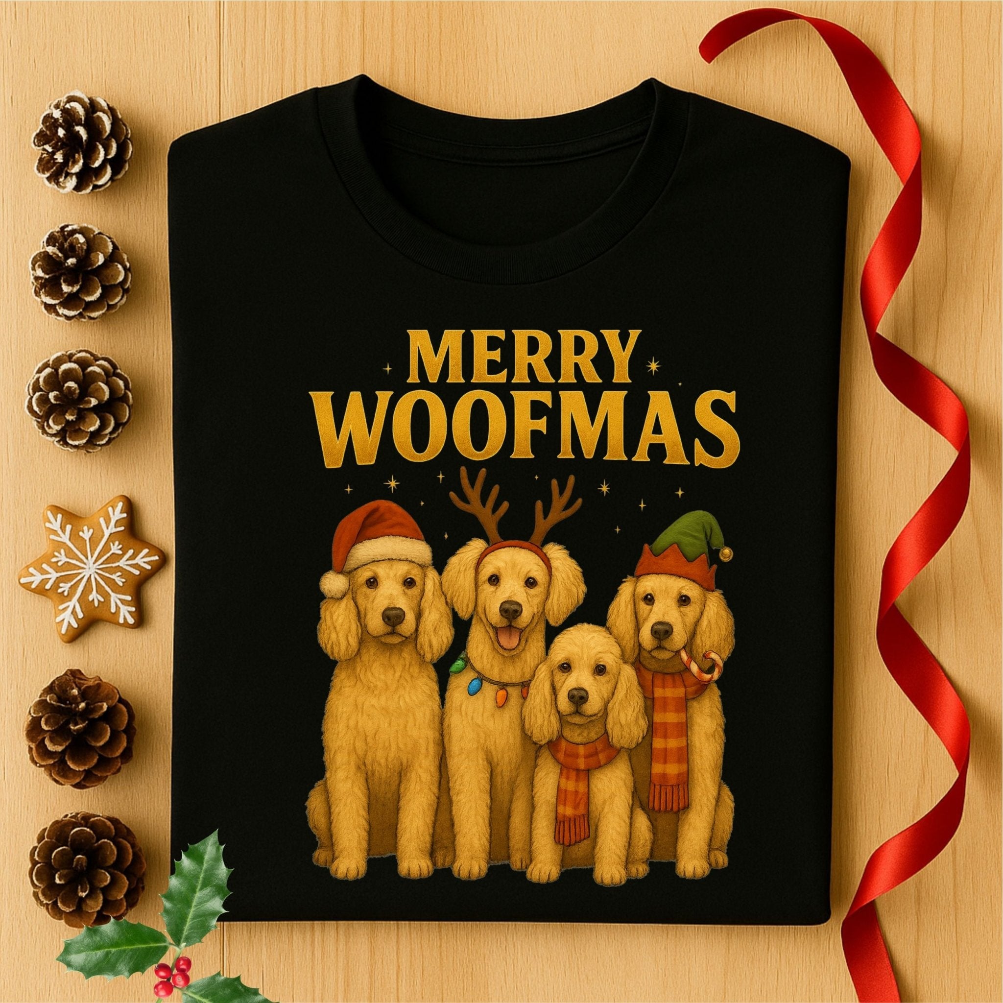 Merry Woofmas Golden Retriever Dogs For Christmas T-Shirt - Craig Michael Design