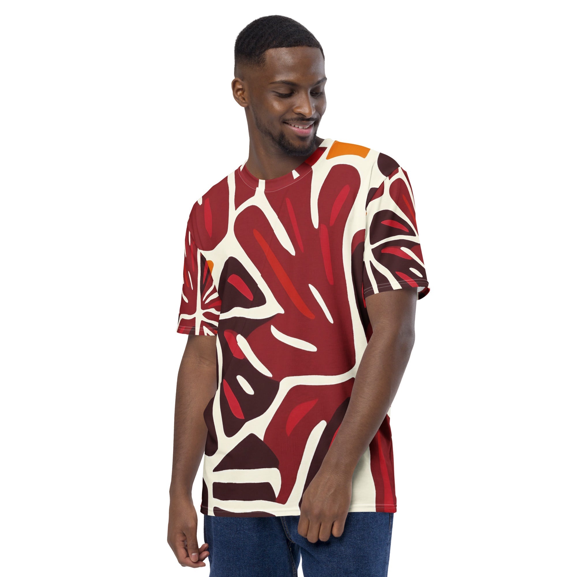 Modern African Leaf All - Over Print T-Shirt – Bold Tribal Botanical Design - Craig Michael Design