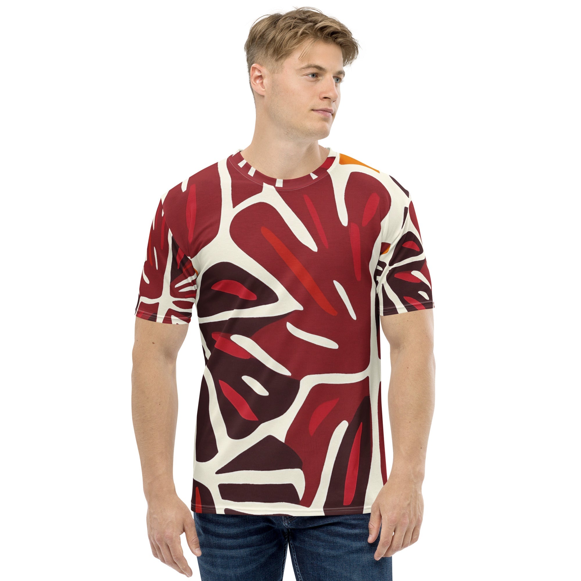 Modern African Leaf All - Over Print T-Shirt – Bold Tribal Botanical Design - Craig Michael Design