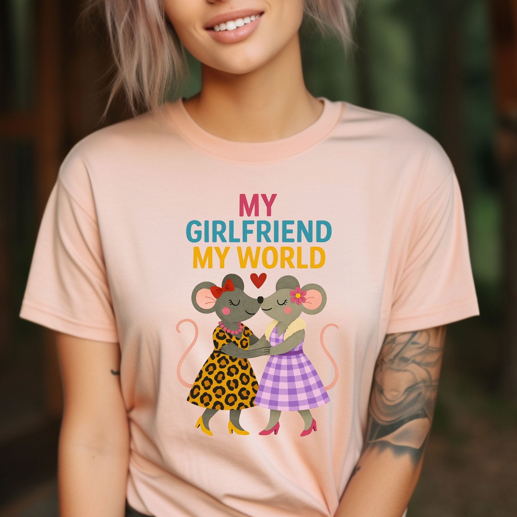 My Girlfriend My World Mice Couple Heart T-Shirt - Craig Michael Design