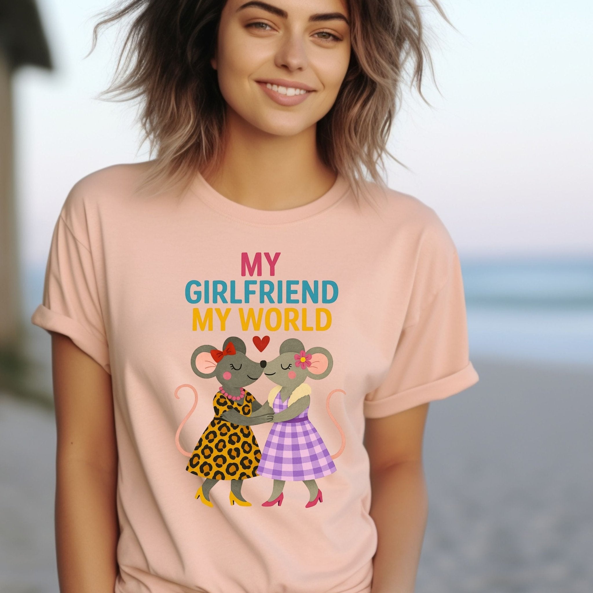 My Girlfriend My World Mice Couple Heart T-Shirt - Craig Michael Design