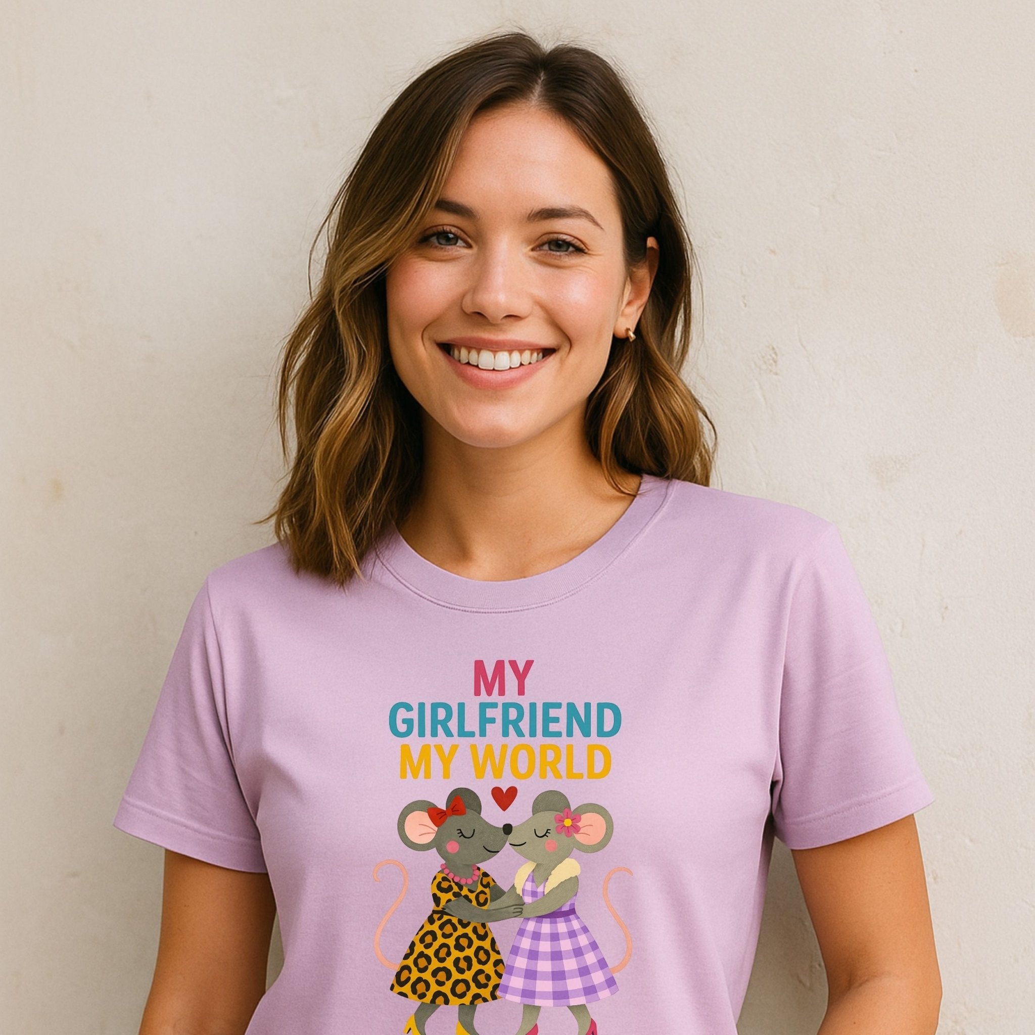 My Girlfriend My World Mice Couple Heart T-Shirt - Craig Michael Design