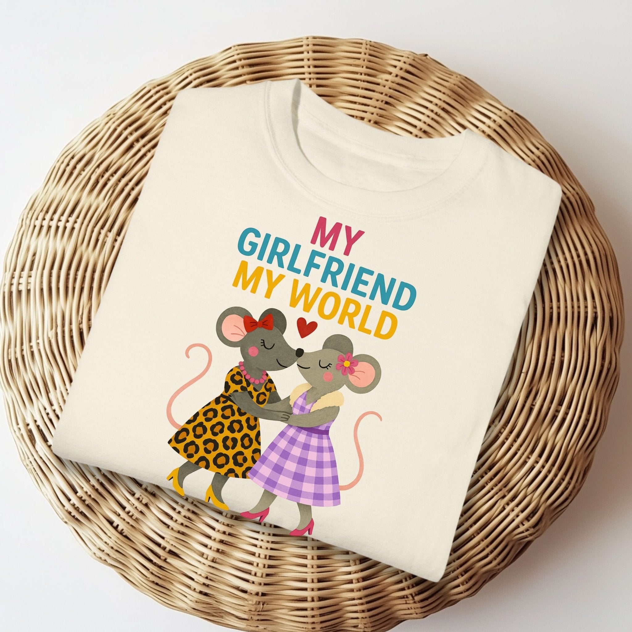 My Girlfriend My World Mice Couple Heart T-Shirt - Craig Michael Design