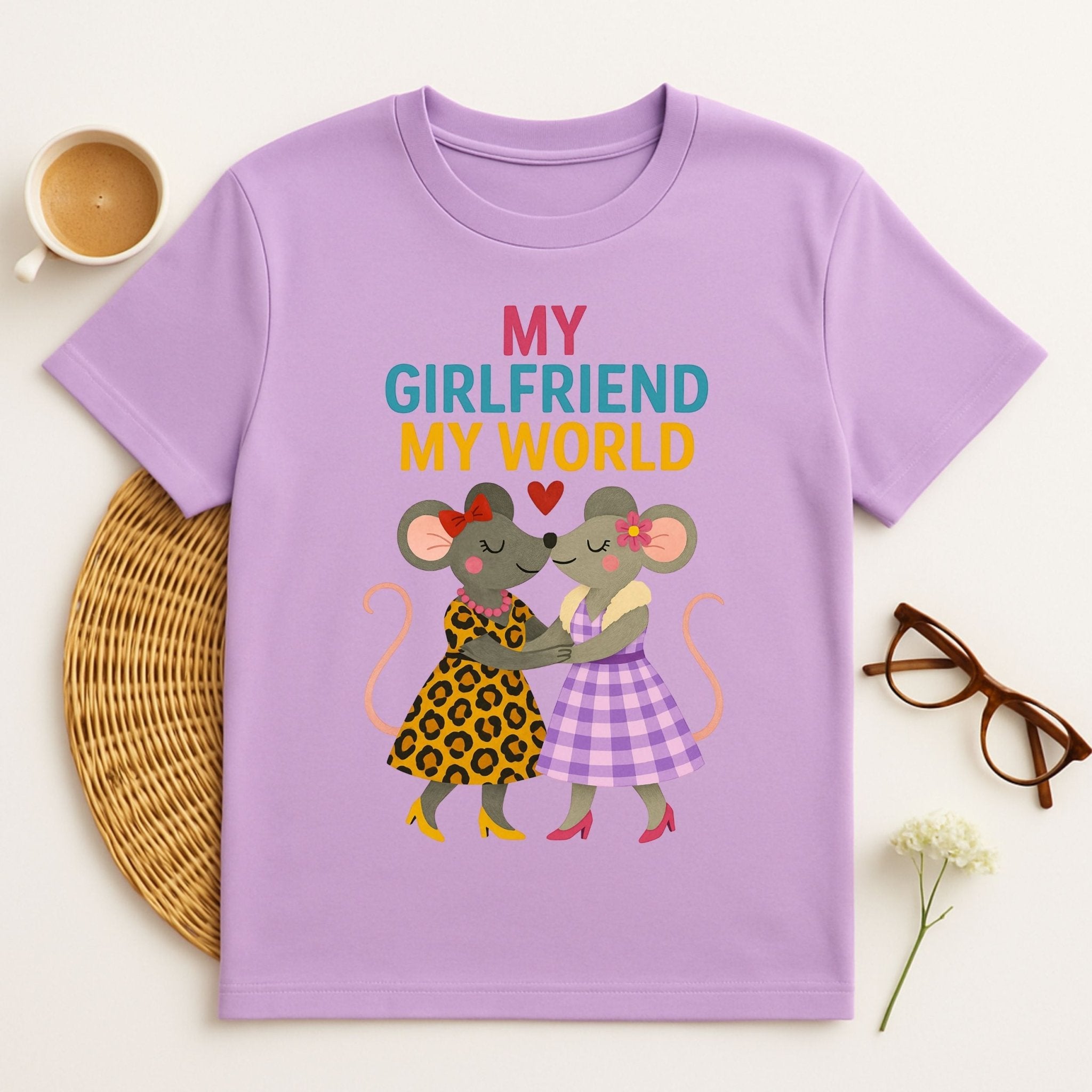 My Girlfriend My World Mice Couple Heart T-Shirt - Craig Michael Design