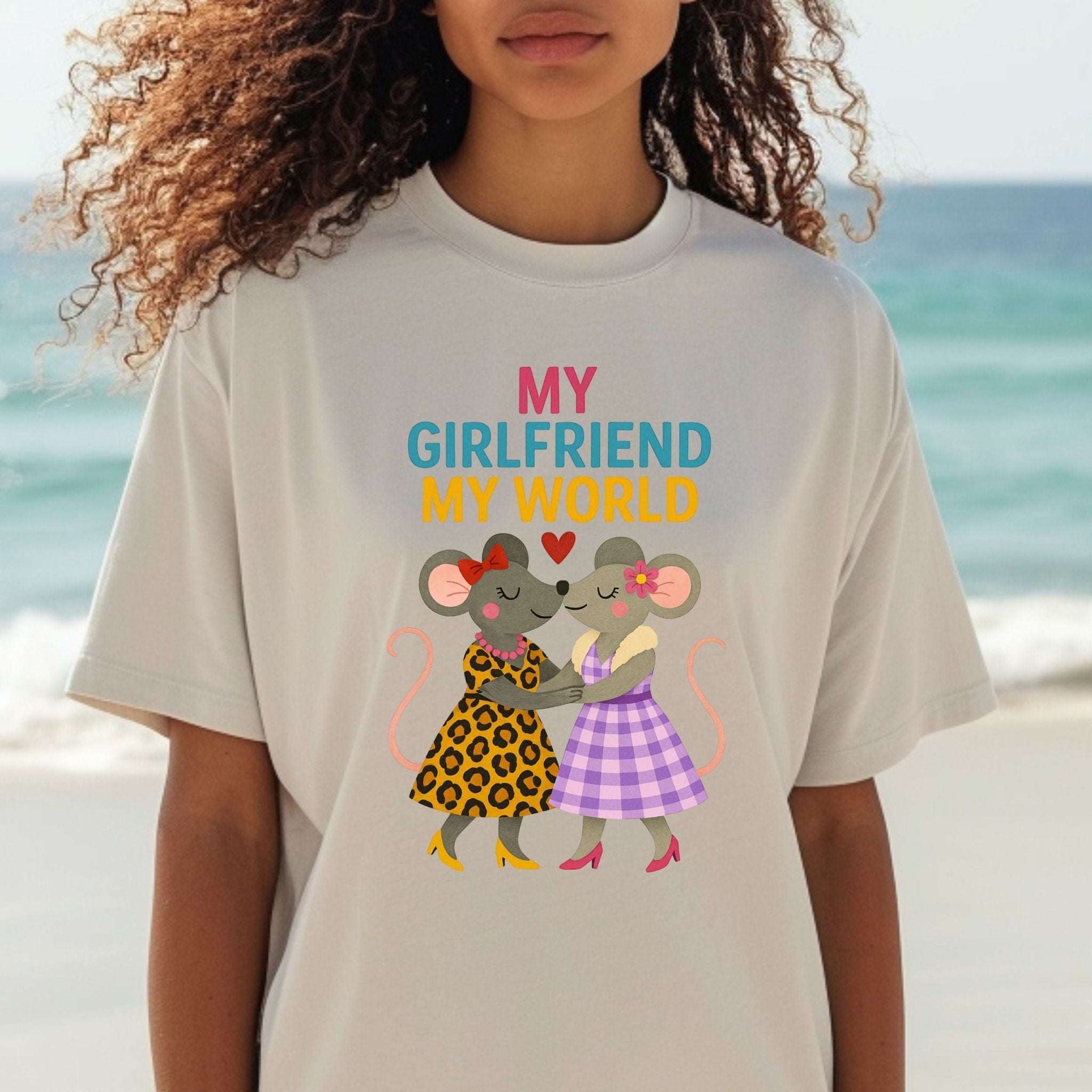 My Girlfriend My World Mice Couple Heart T-Shirt - Craig Michael Design