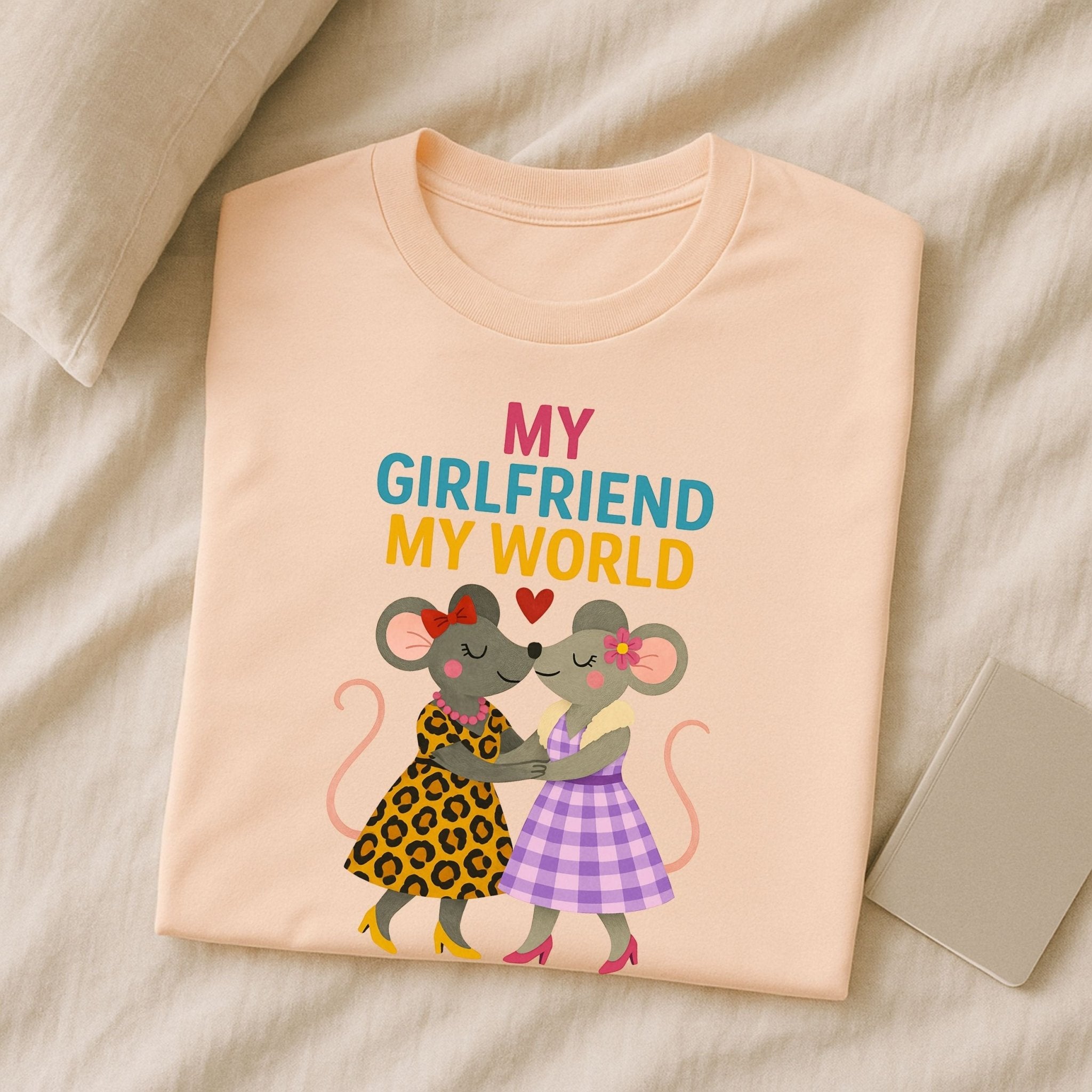My Girlfriend My World Mice Couple Heart T-Shirt - Craig Michael Design
