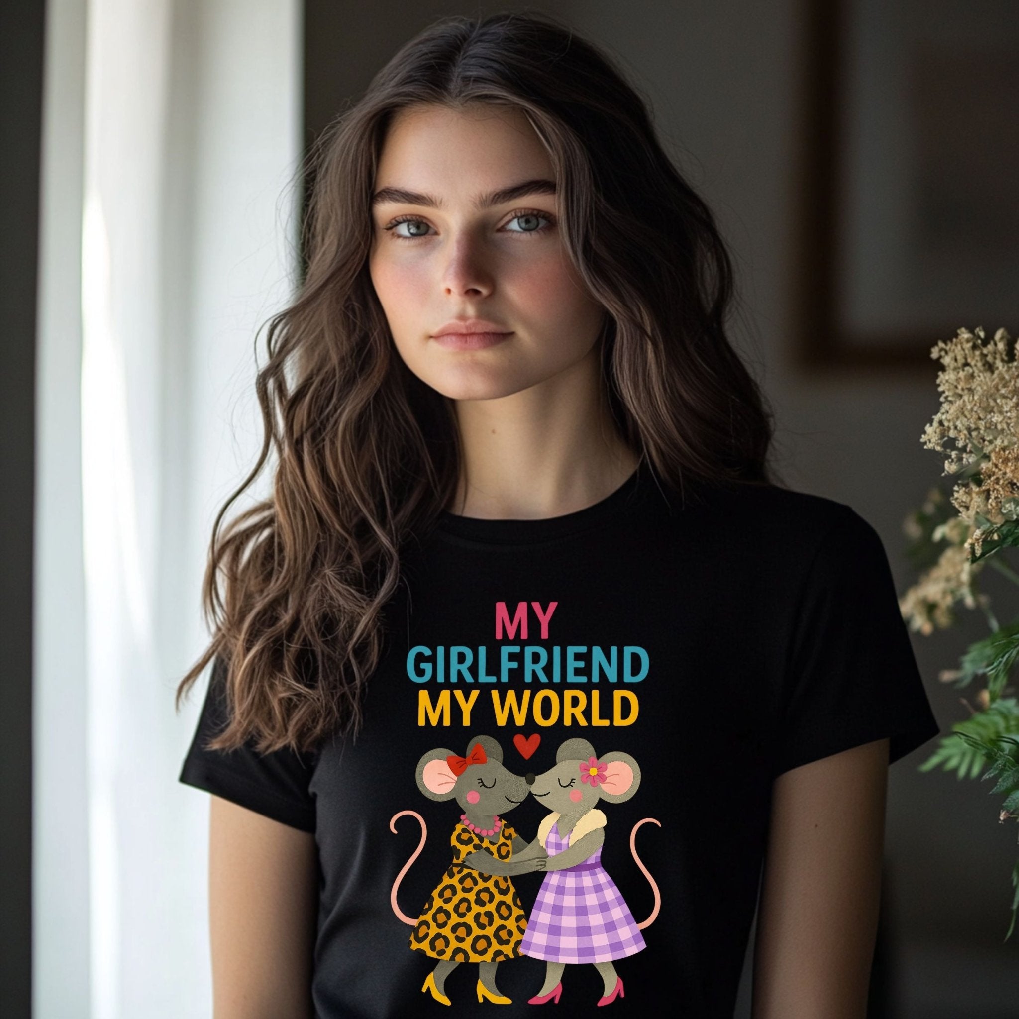 My Girlfriend My World Mice Couple Heart T-Shirt - Craig Michael Design