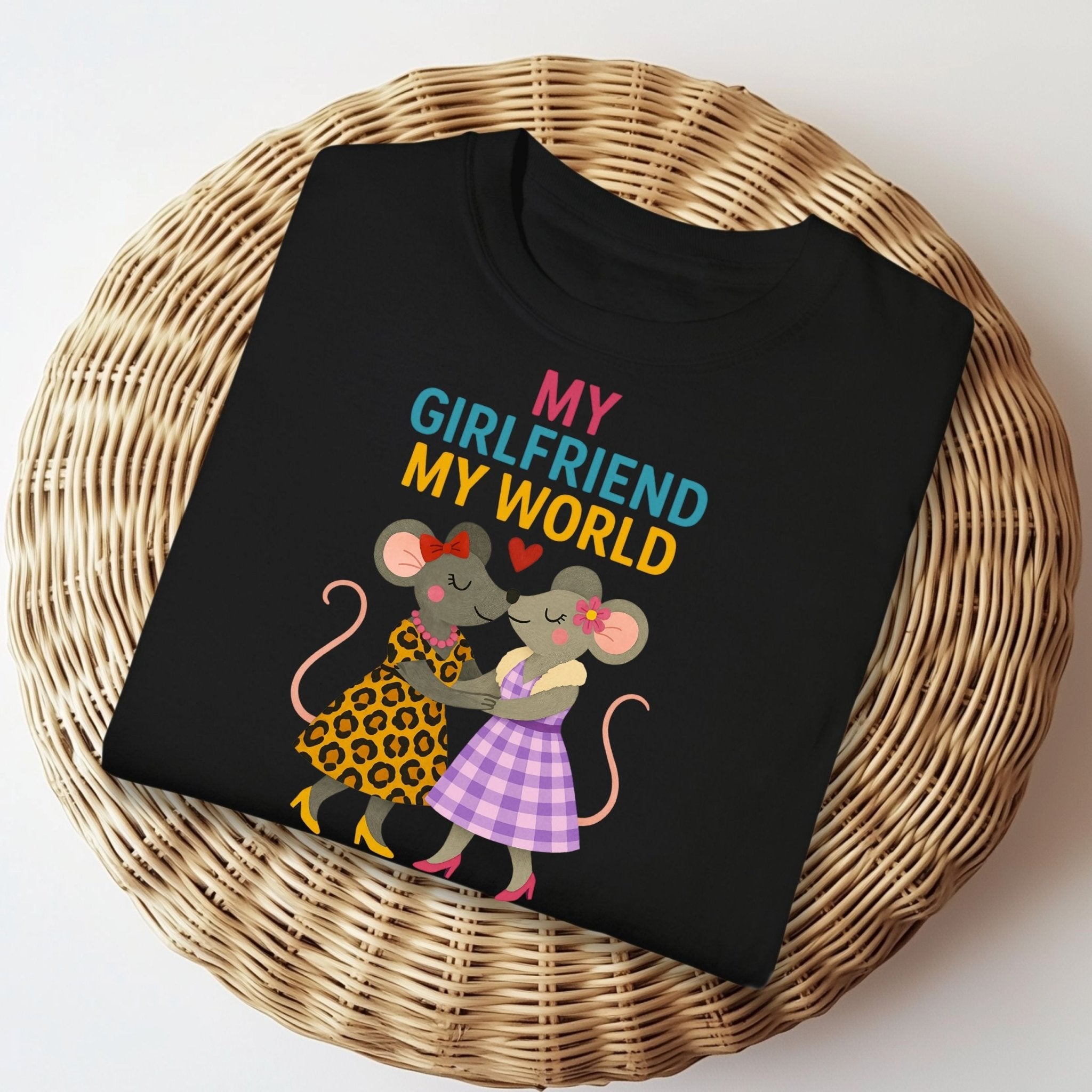 My Girlfriend My World Mice Couple Heart T-Shirt - Craig Michael Design